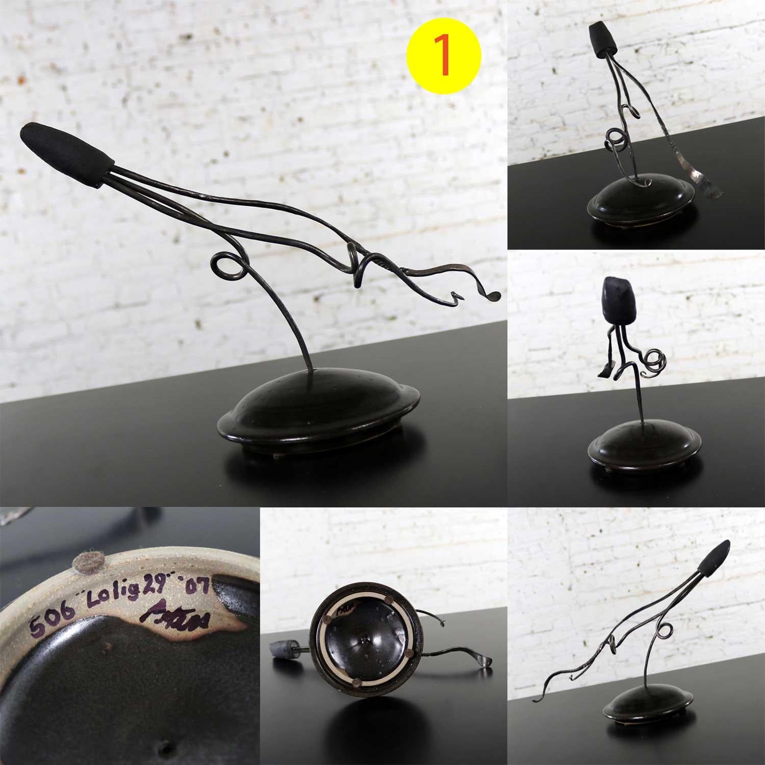 Loligo or Squid Metal Sculptures on Stone and Ceramic Bases by Larry Peters in vendita 4