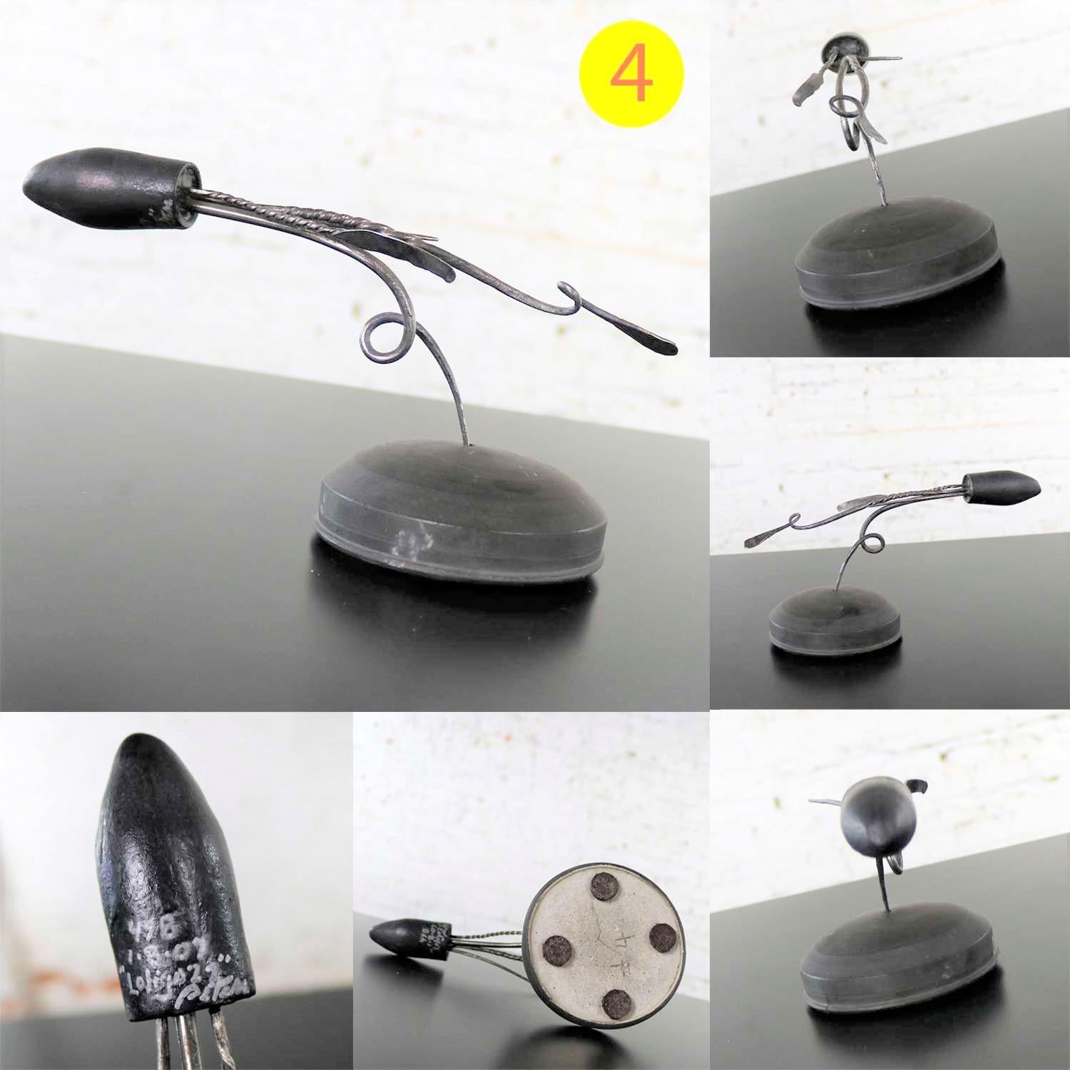Loligo or Squid Metal Sculptures on Stone and Ceramic Bases by Larry Peters in vendita 5