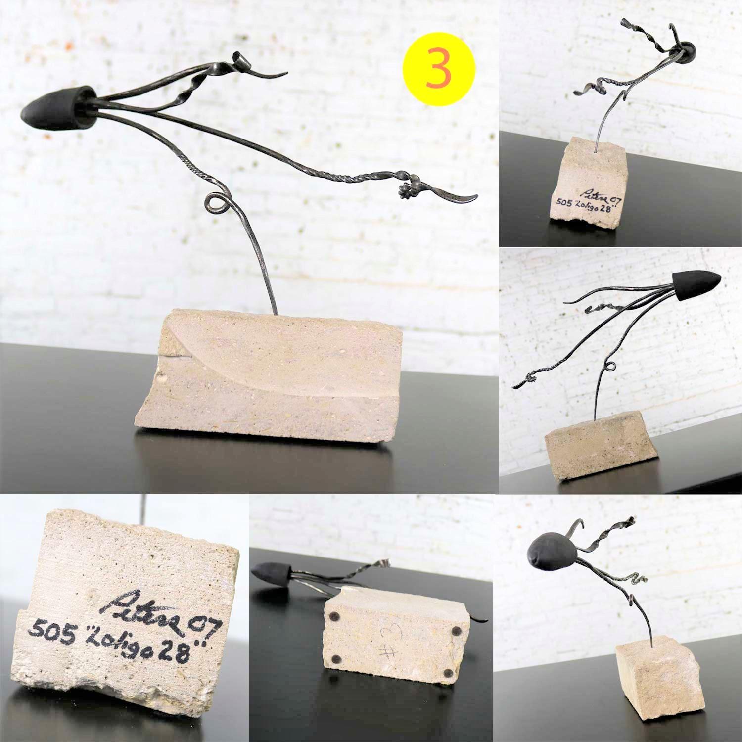 Loligo or Squid Metal Sculptures on Stone and Ceramic Bases by Larry Peters in vendita 6