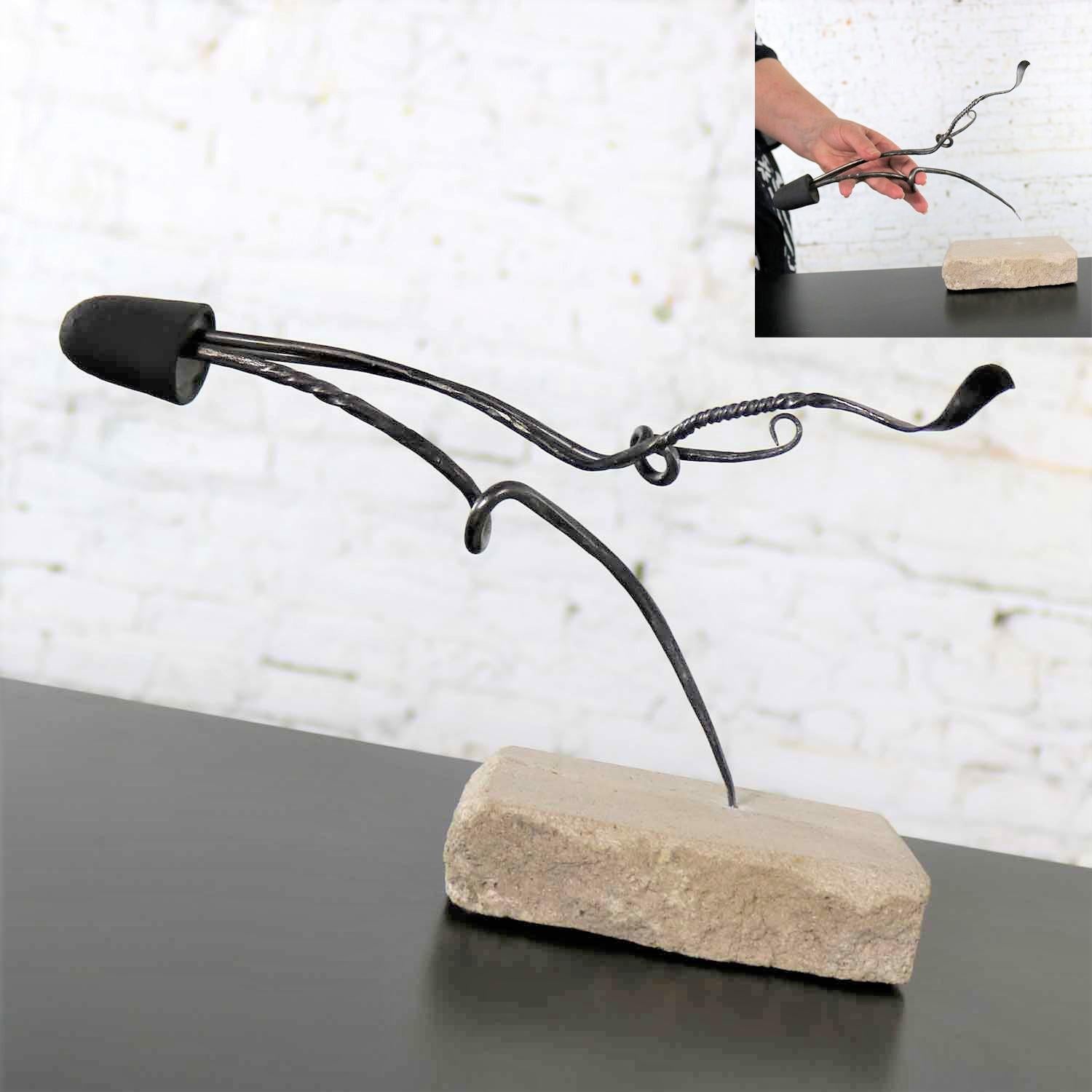 American Loligo or Squid Metal Sculptures on Stone and Ceramic Bases by Larry Peters For Sale