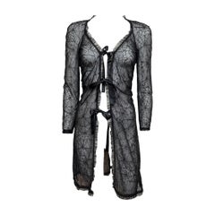 Lolita Lempicka F/W 1995 Black Sheer Cobweb Lace Midi Dress