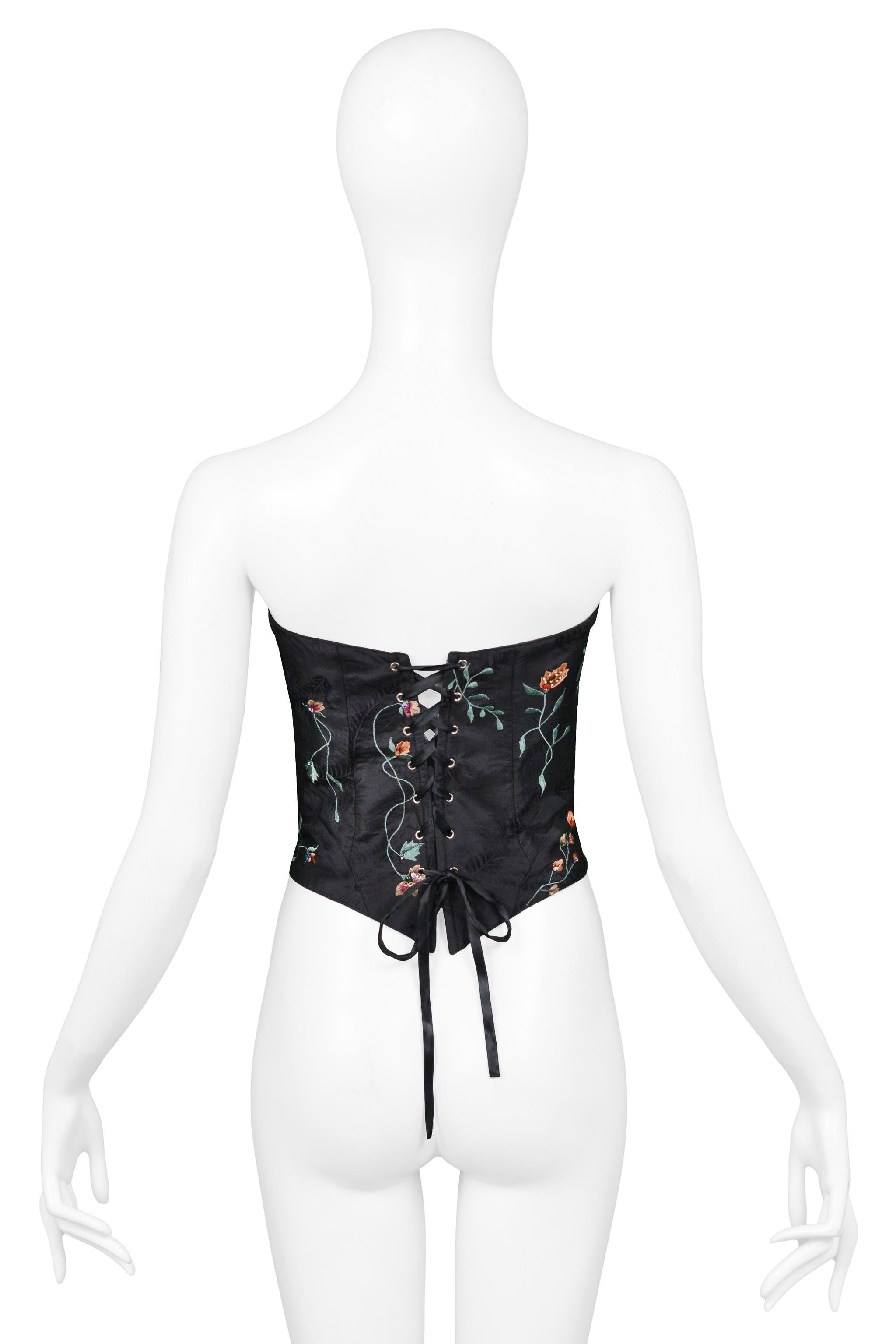 Gray Lolita Lempicka Floral Embroidered Bustier 2000 For Sale