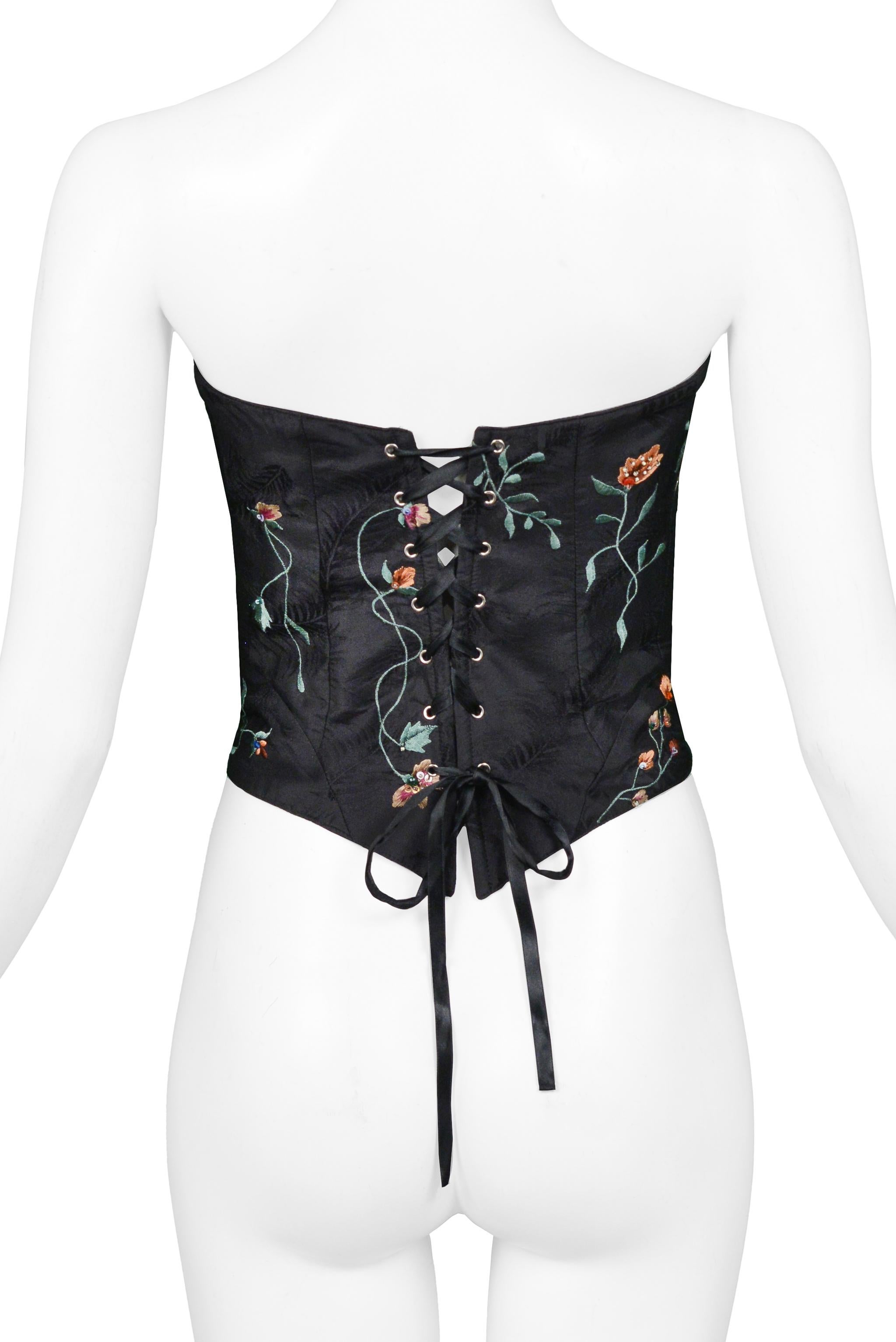 Lolita Lempicka Floral Embroidered Bustier 2000 In Excellent Condition For Sale In Los Angeles, CA