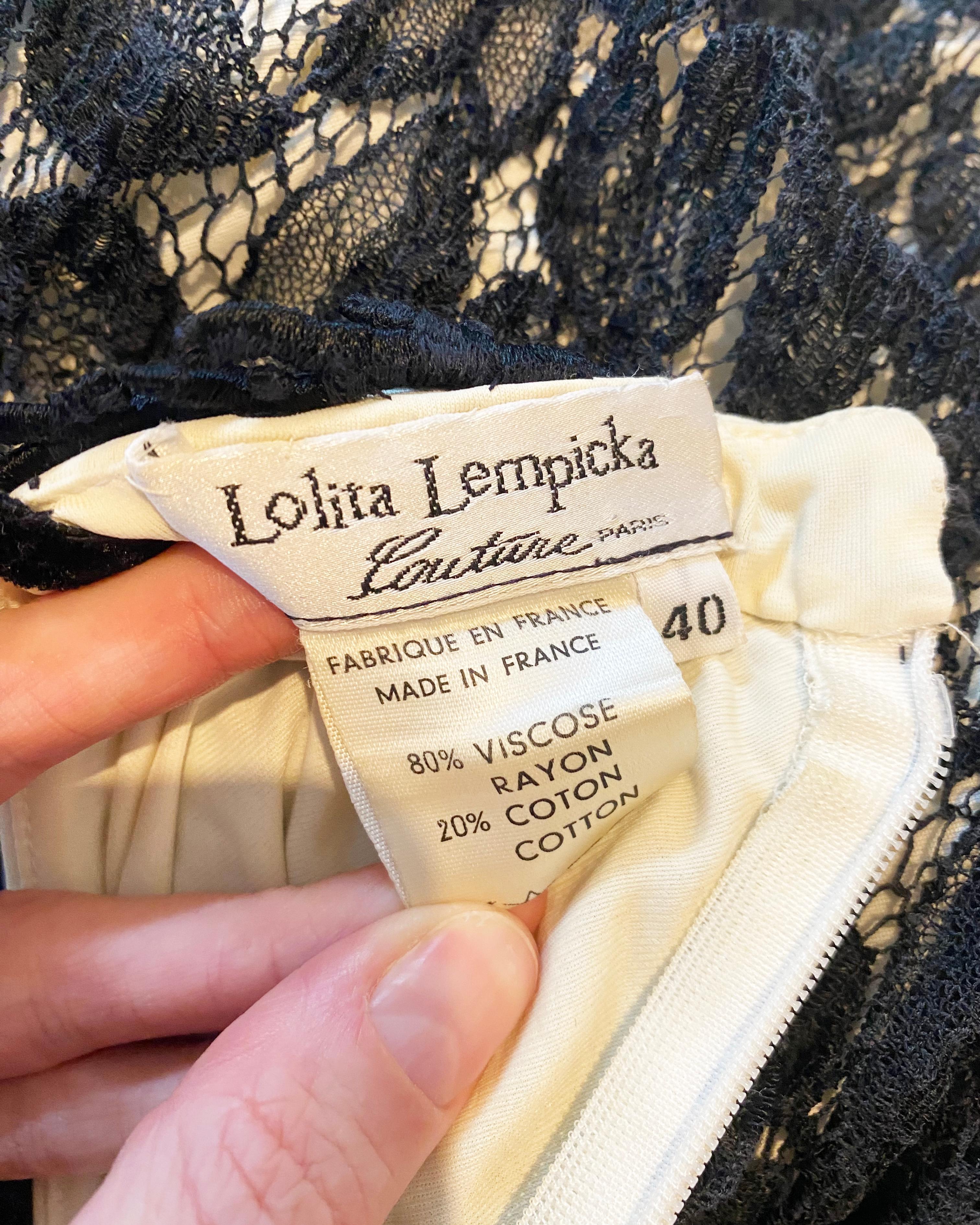 Lolita Lempicka FW 1995 Black white sheer crochet lace overlay bustier dress 40 For Sale 16