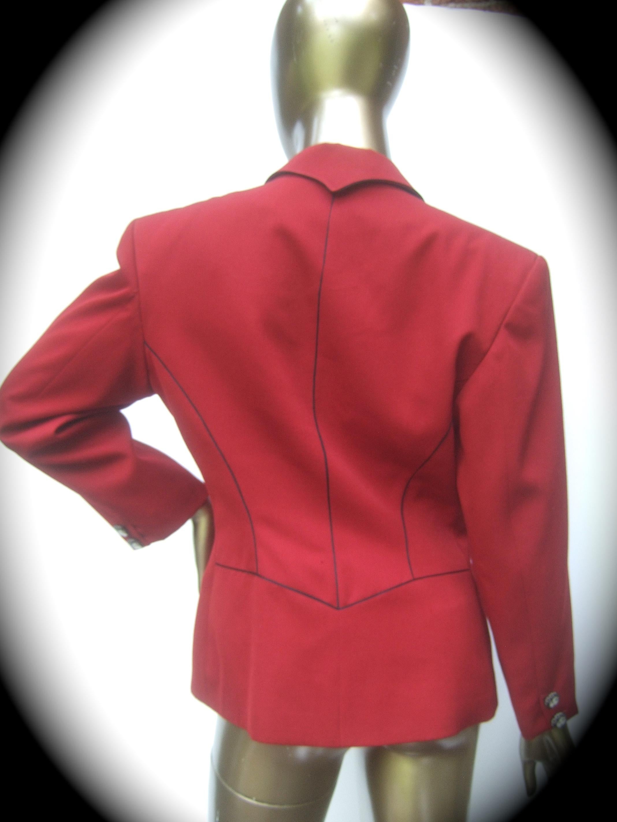Lolita Lempicka Paris Red Wool Face Button Double-Breasted Blazer c 1980s For Sale 5