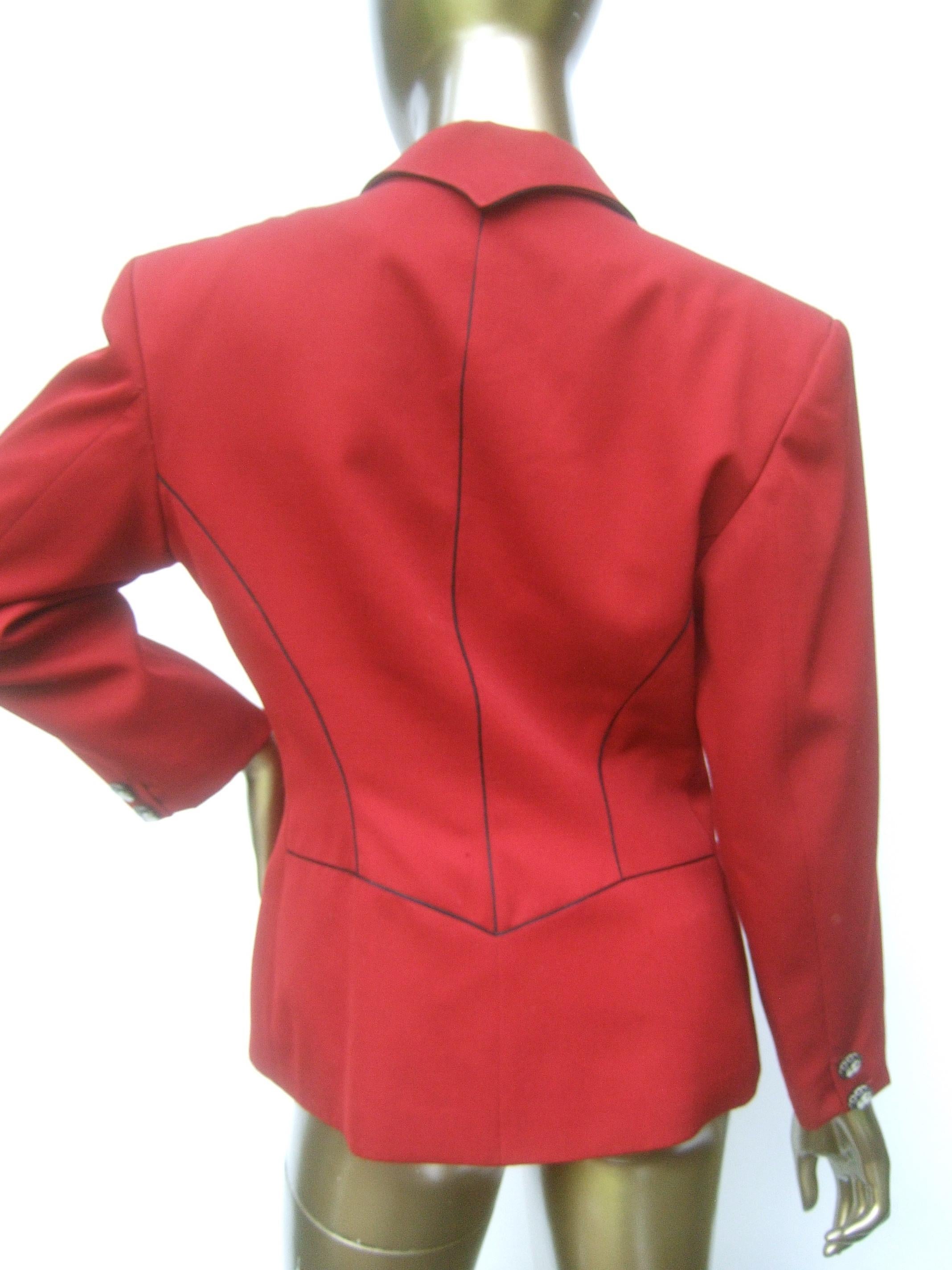 Lolita Lempicka Paris Red Wool Face Button Double-Breasted Blazer c 1980s For Sale 6