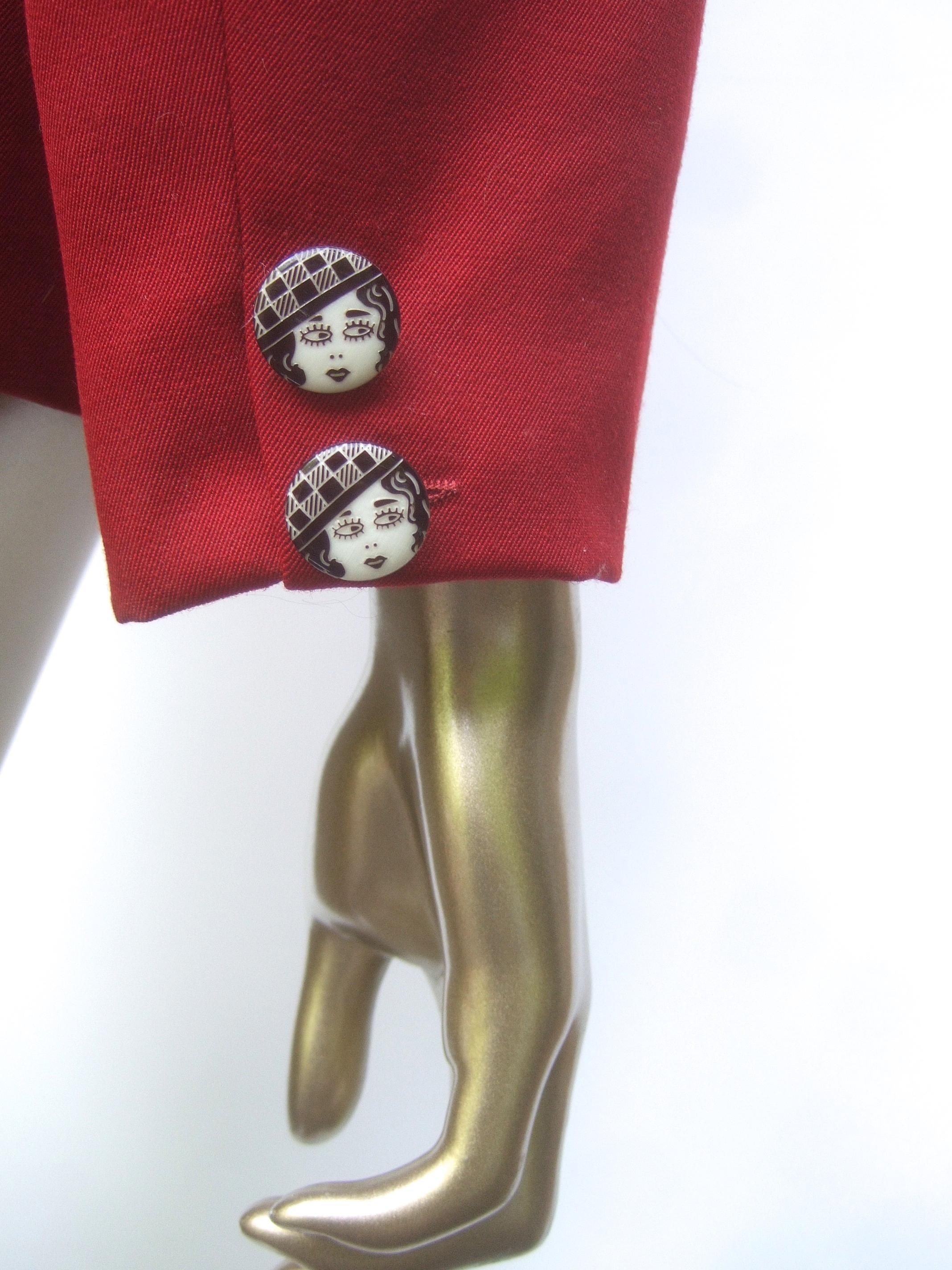 Lolita Lempicka Paris Blazer de doble botonadura de lana roja c Años 80 en venta 9