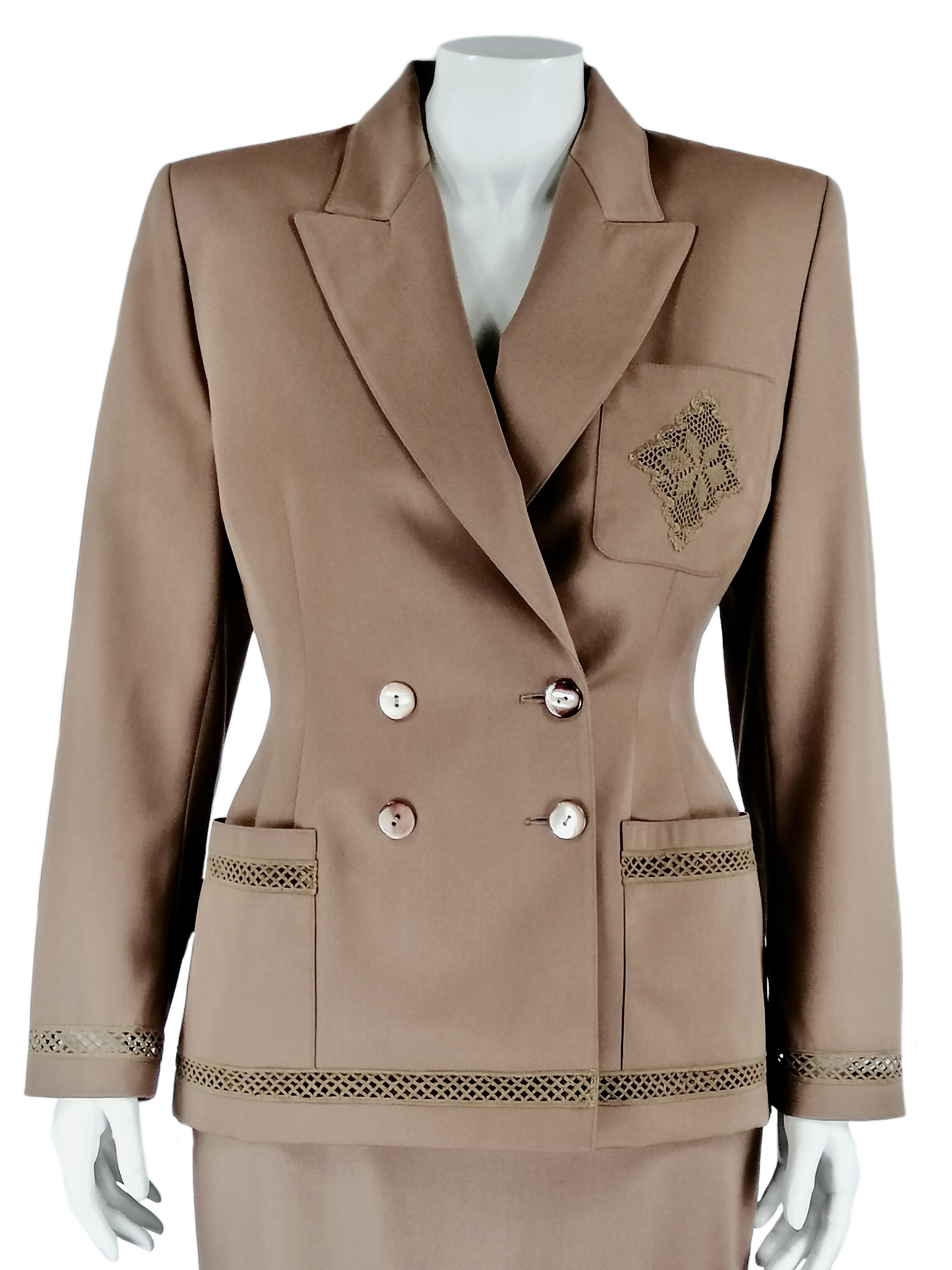 Brown LOLITA LEMPICKA PARIS wool skirt suit For Sale
