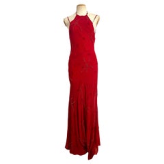 Lolita Lempicka - Robe dos nu en soie rouge perlée, printemps/été 2001