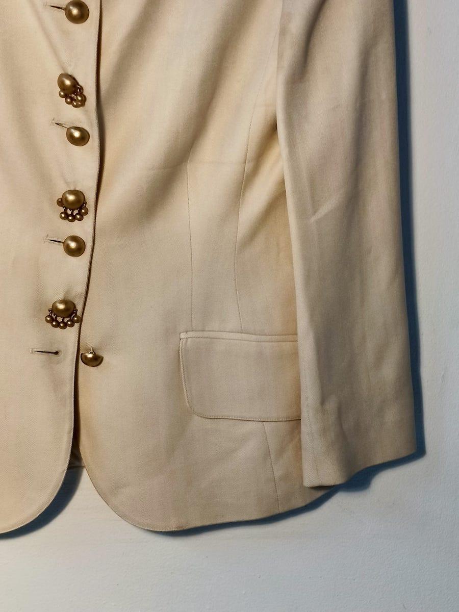 Lolita Lempicka Vintage-Blazer in Creme mit Goldknöpfen, Frankreich, 1990er Jahre im Angebot 8