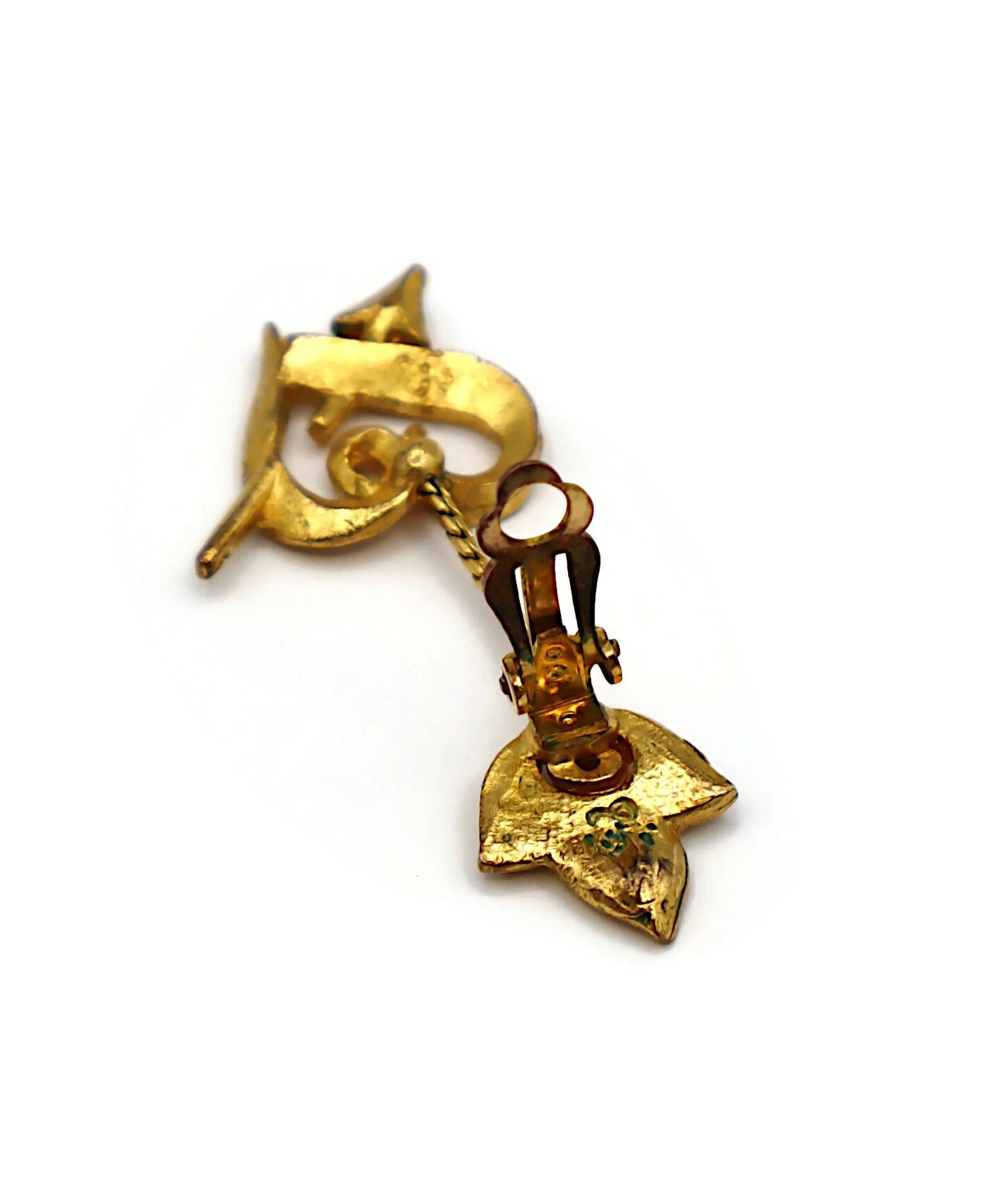 LOLITA LEMPICKA Vintage Gold Tone Pierced Heart Dangle Earrings For Sale 4