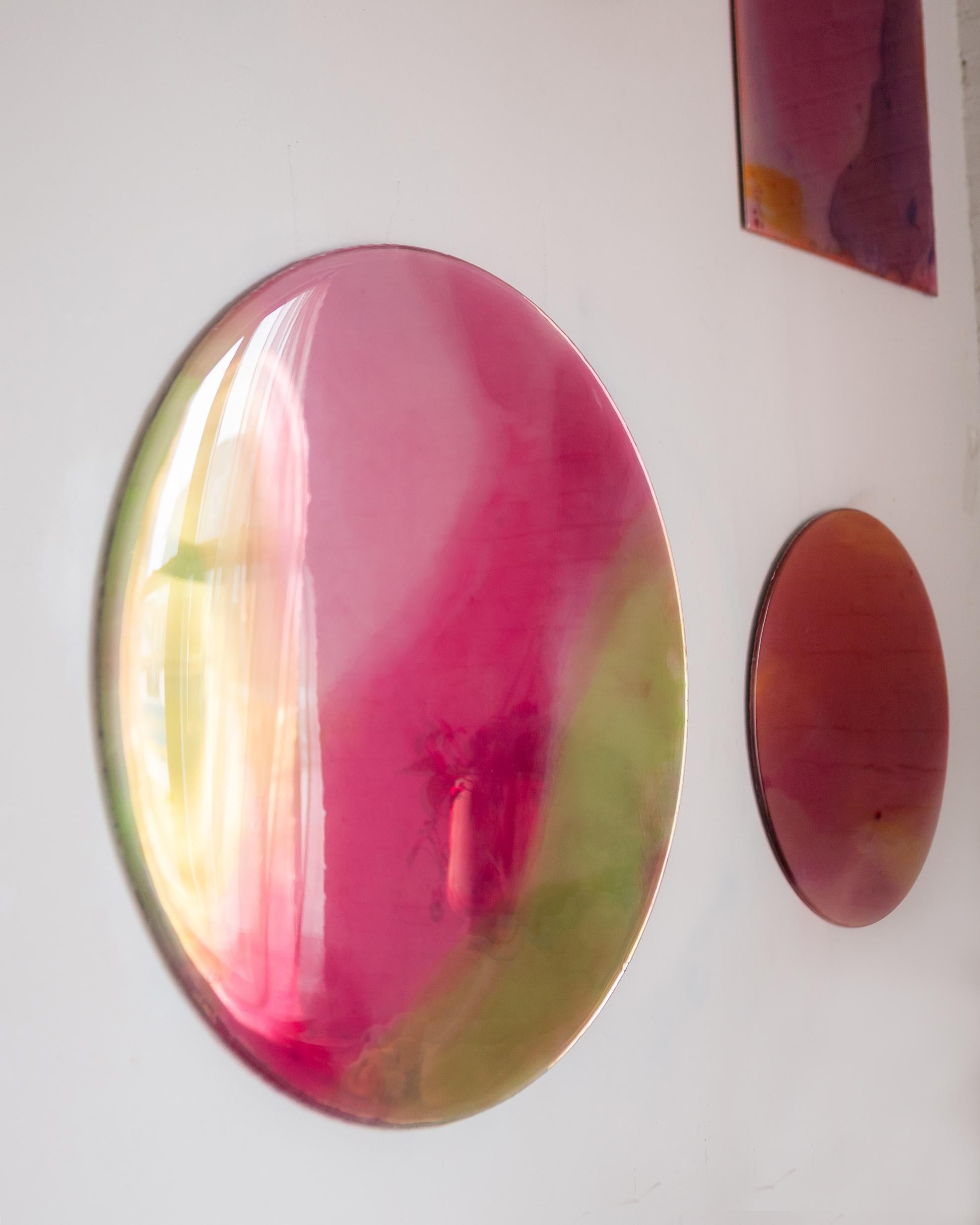 Hand-Crafted Lolli by Courtney Kinnare, Wall Art Resin Yellow Pink Mirrored Glass For Sale