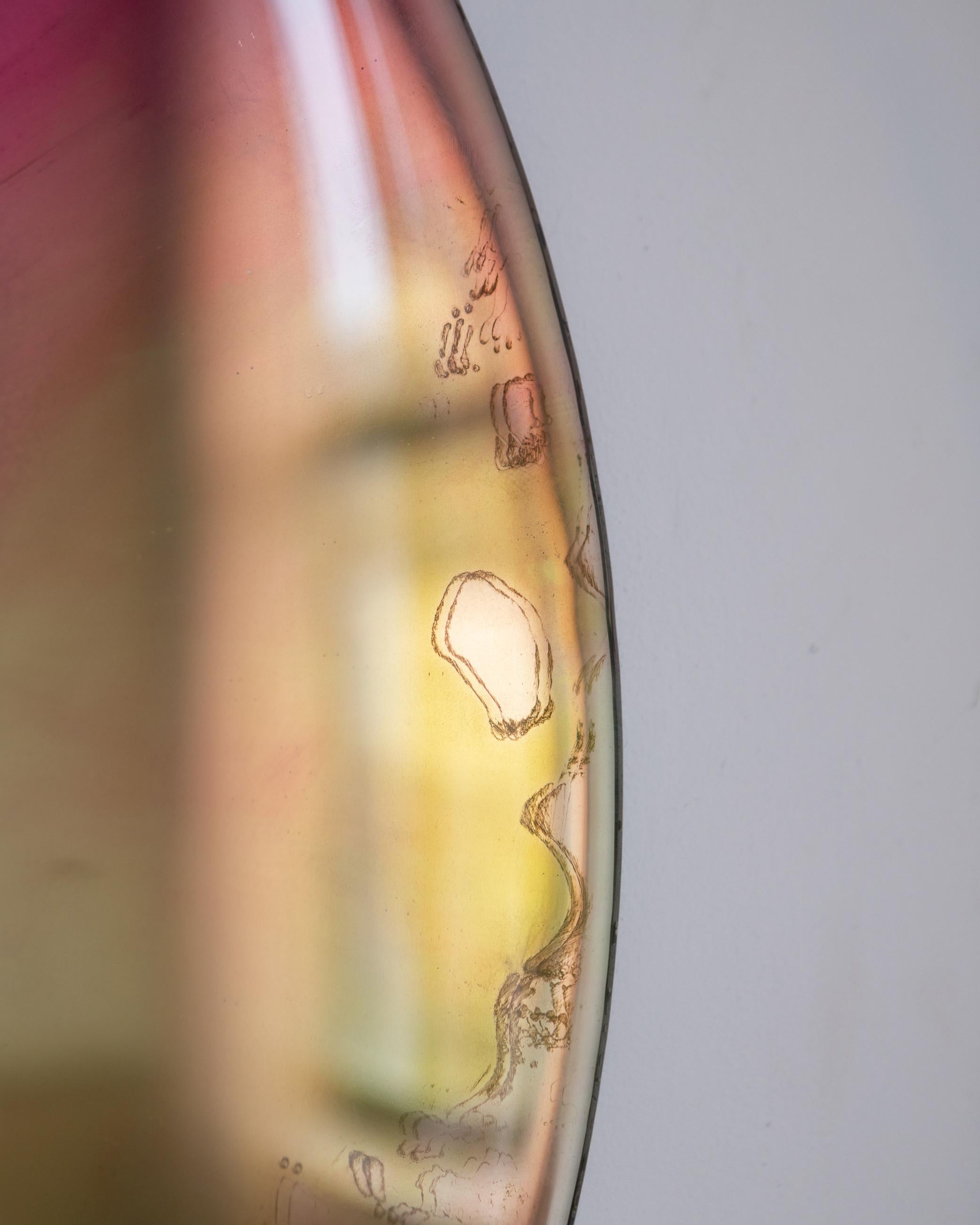 Contemporary Lolli by Courtney Kinnare, Wall Art Resin Yellow Pink Mirrored Glass For Sale