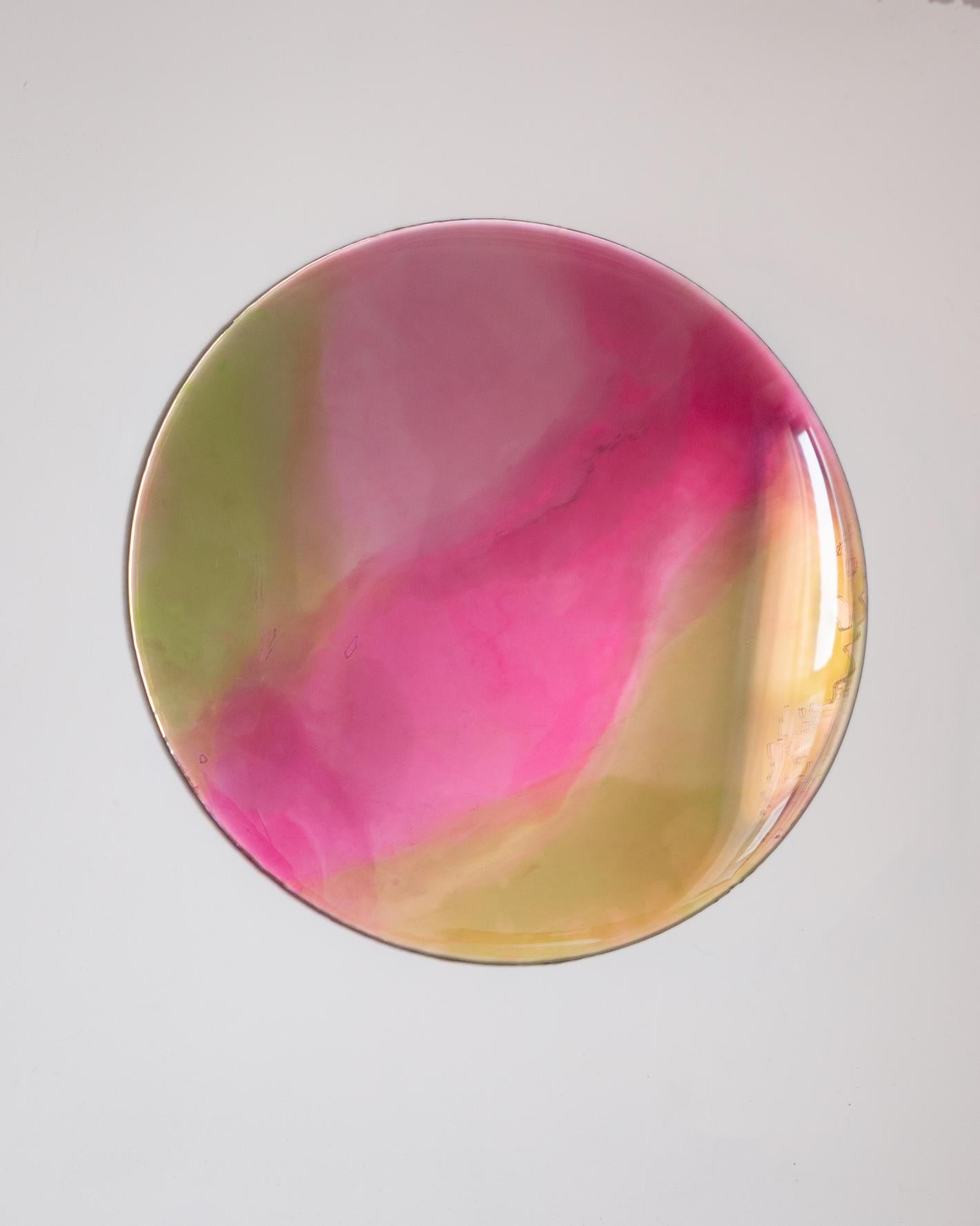 Lolli by Courtney Kinnare, Wall Art Resin Yellow Pink Mirrored Glass For Sale 3