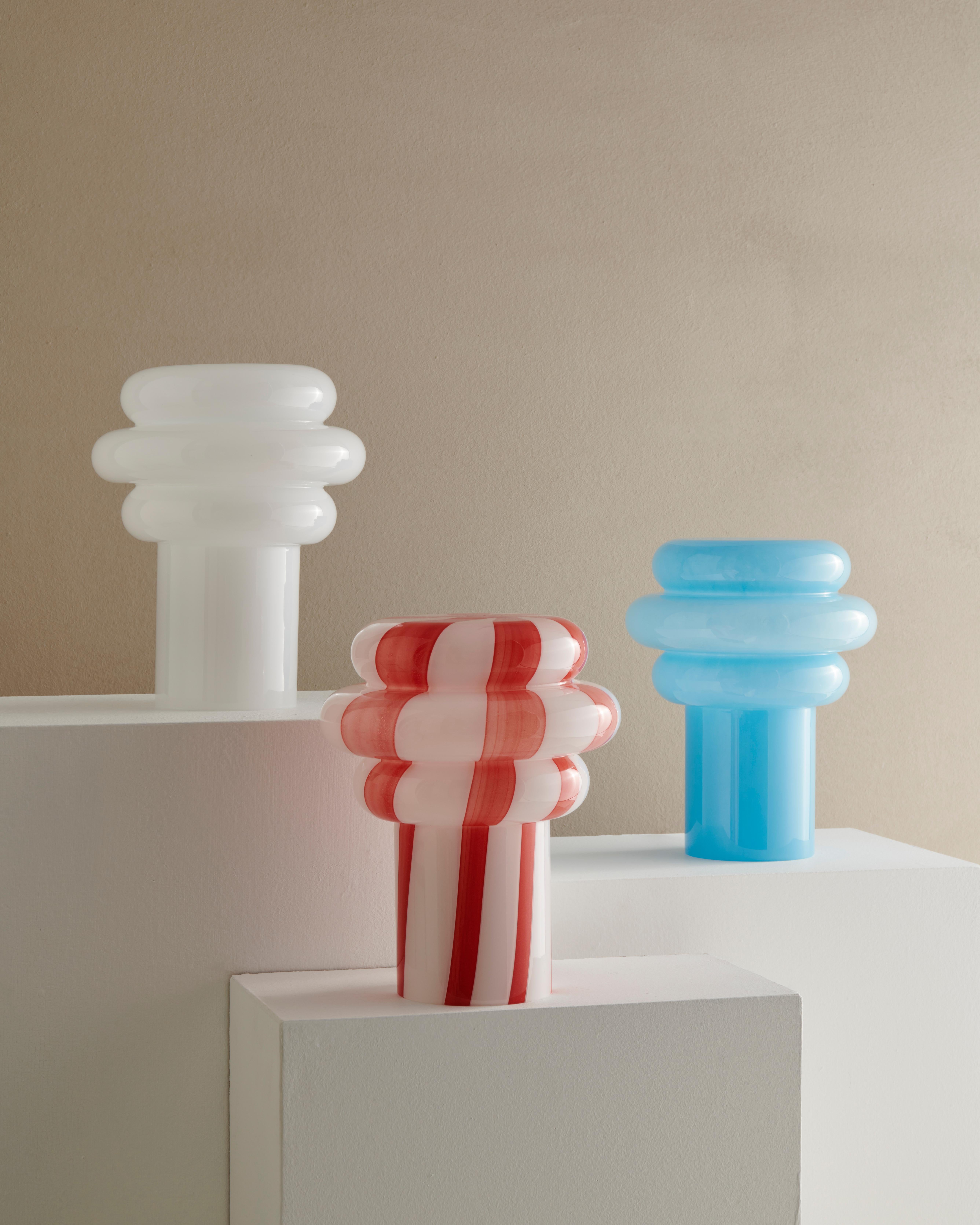 Lolli Table Lamp in Striped Hand Blown Glass by Studio Monsoleil For Sale 4