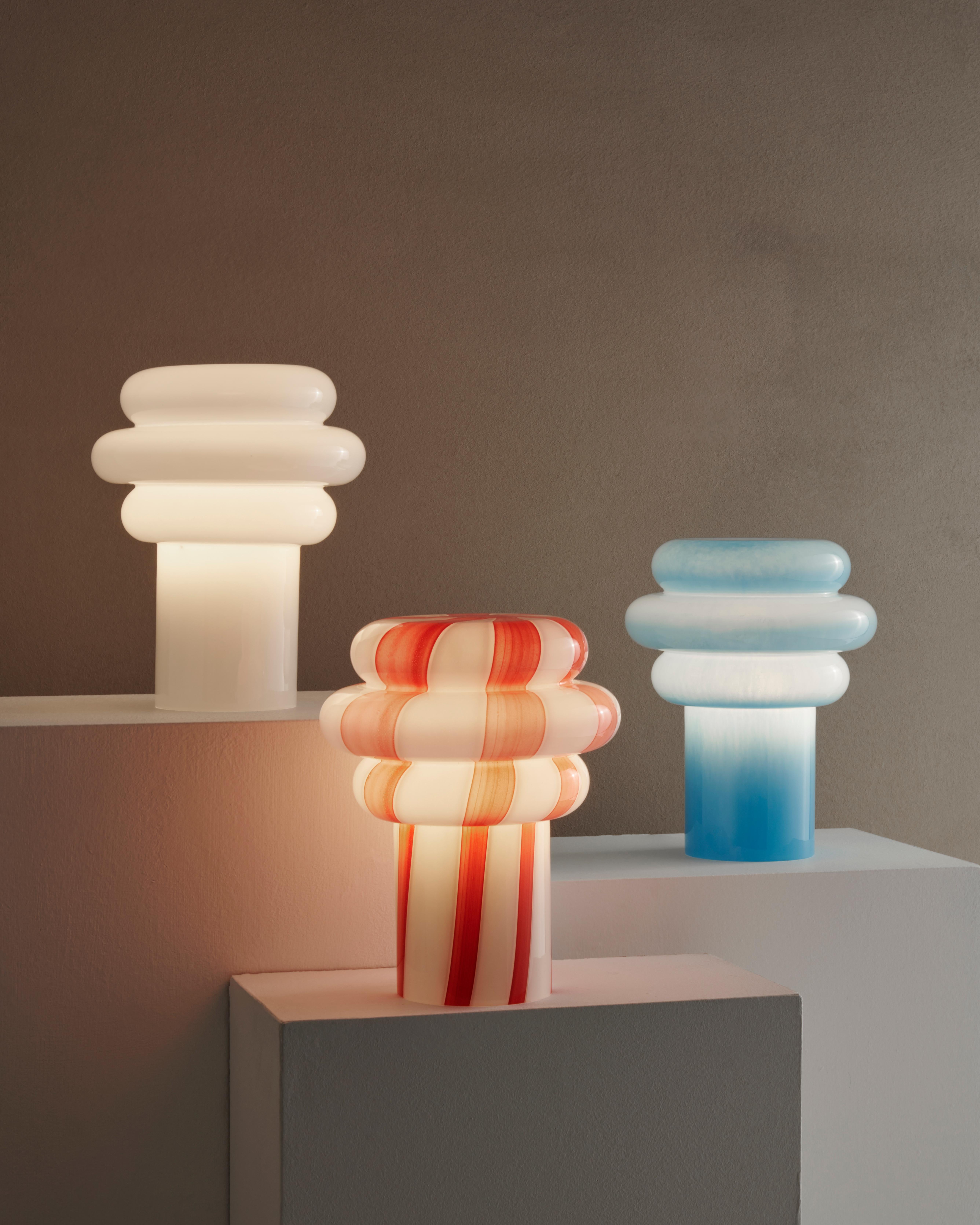 Lolli Table Lamp in Striped Hand Blown Glass by Studio Monsoleil For Sale 5