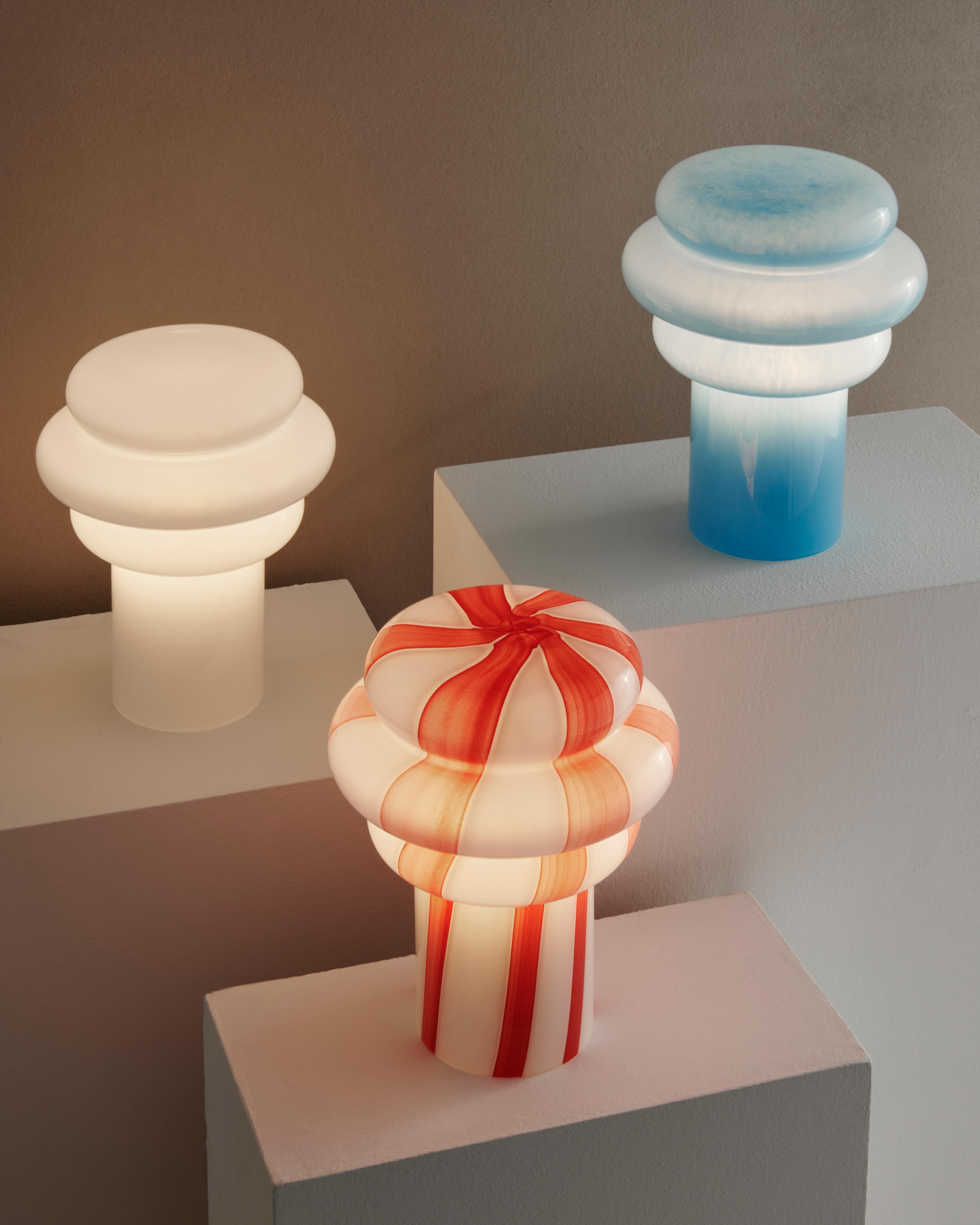 Lolli Table Lamp in Striped Hand Blown Glass by Studio Monsoleil For Sale 6