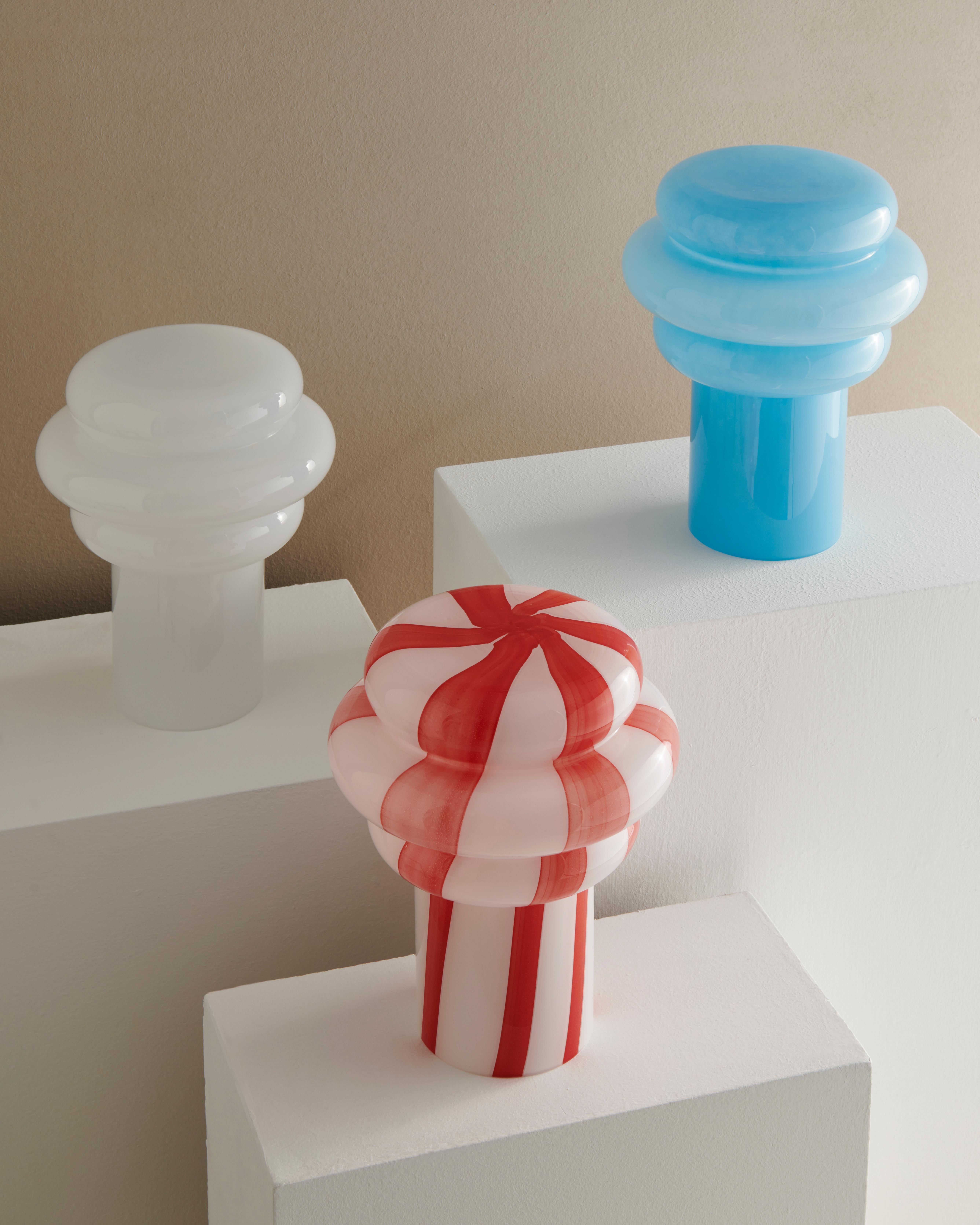 Lolli Table Lamp in Striped Hand Blown Glass by Studio Monsoleil For Sale 7