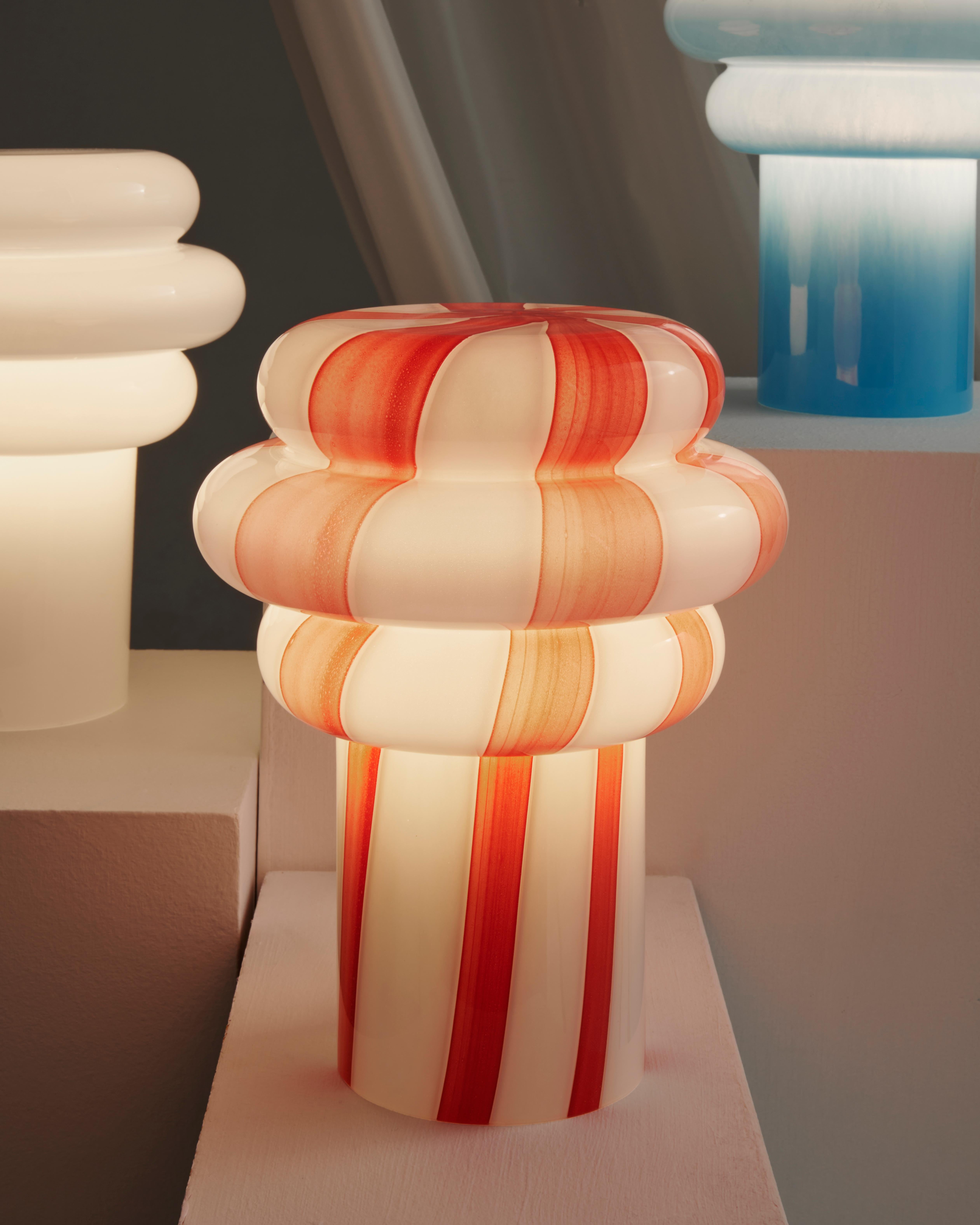 Post-Modern Lolli Table Lamp in Striped Hand Blown Glass by Studio Monsoleil For Sale