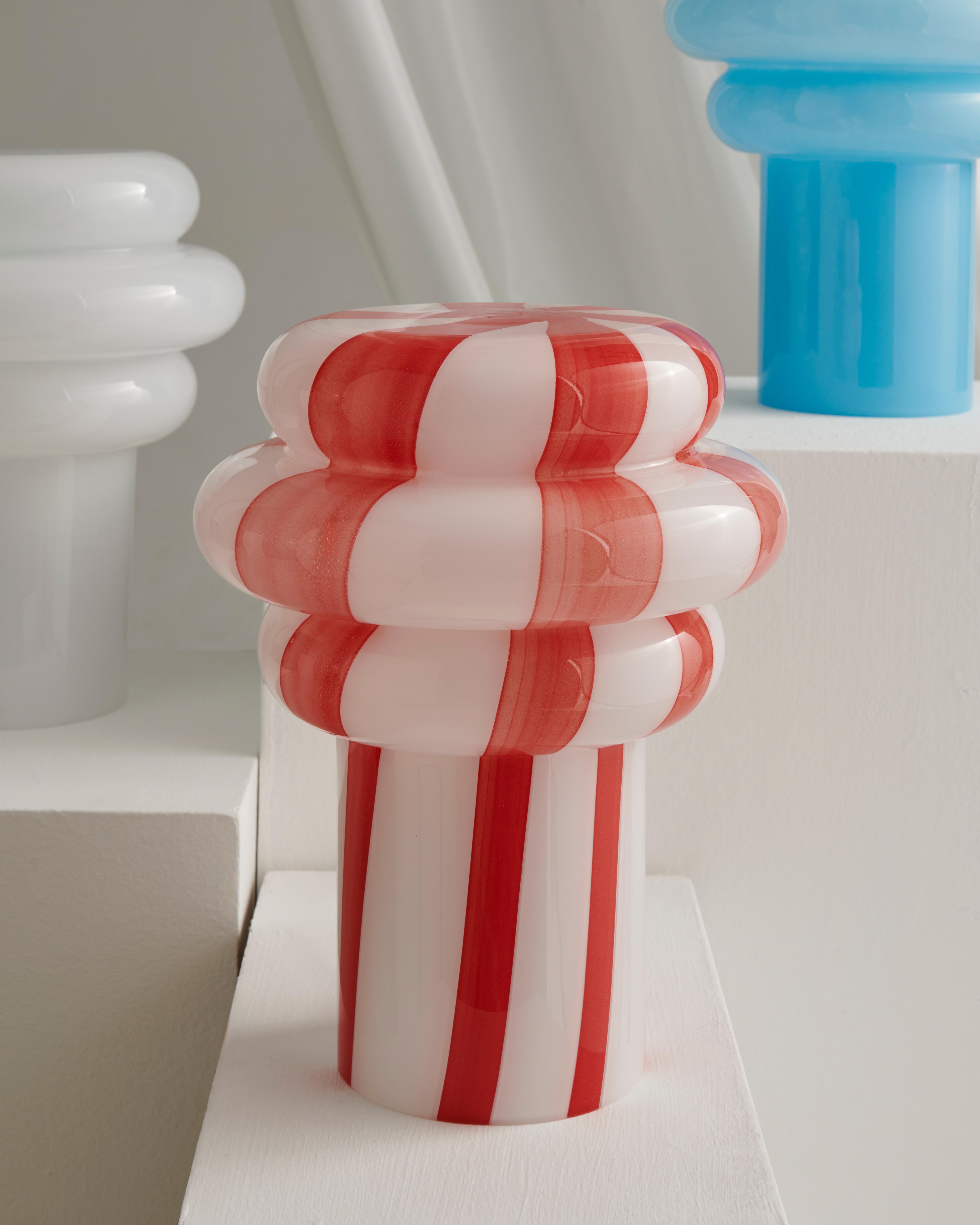 Turkish Lolli Table Lamp in Striped Hand Blown Glass by Studio Monsoleil For Sale