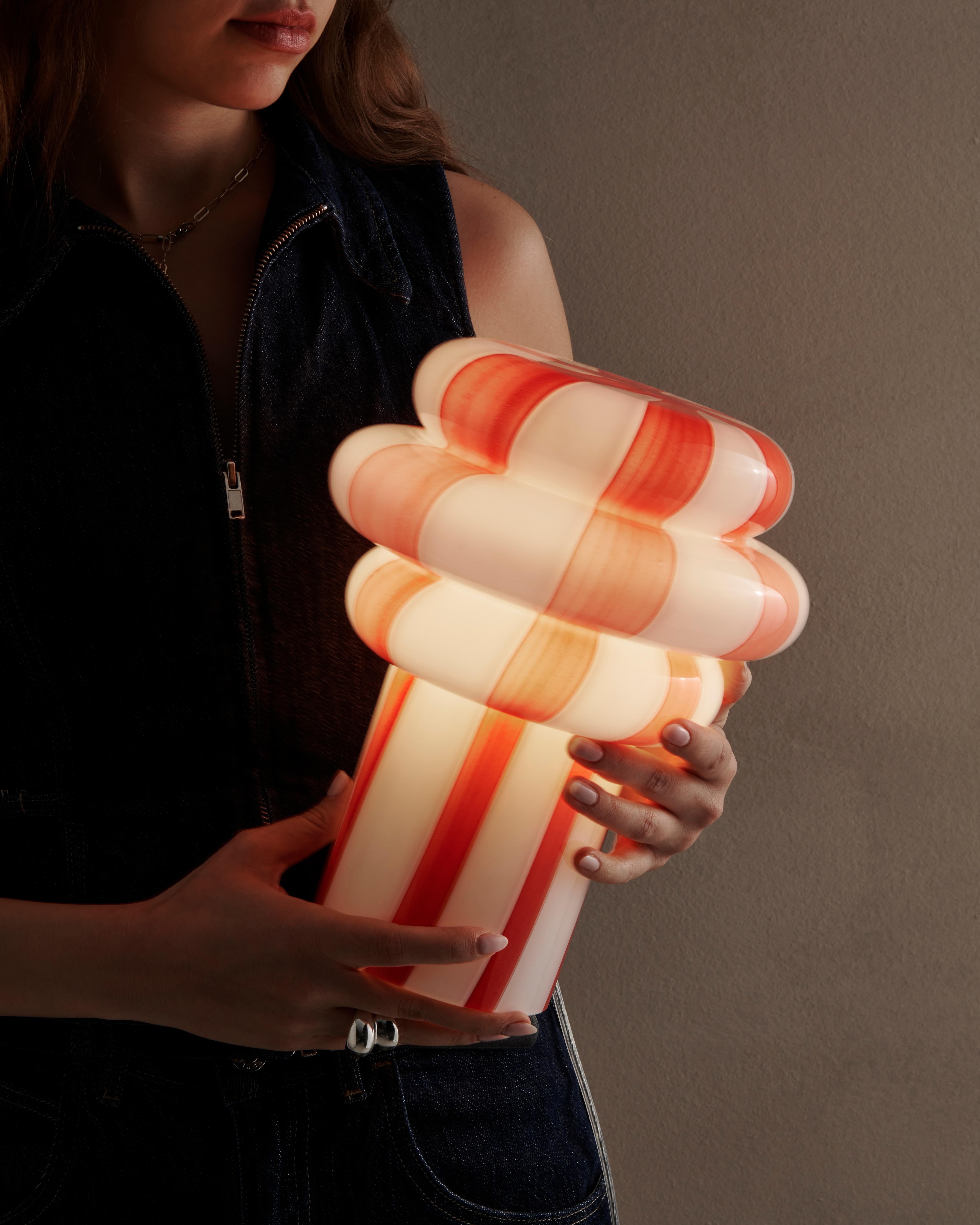 Lolli Table Lamp in Striped Hand Blown Glass by Studio Monsoleil For Sale 2
