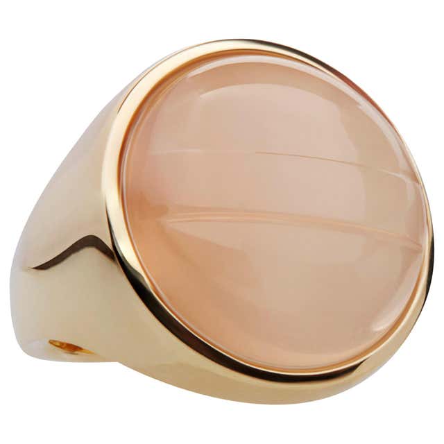 Rare Antique Moonstone Double Snake 14 Karat Yellow Gold Ring For Sale ...