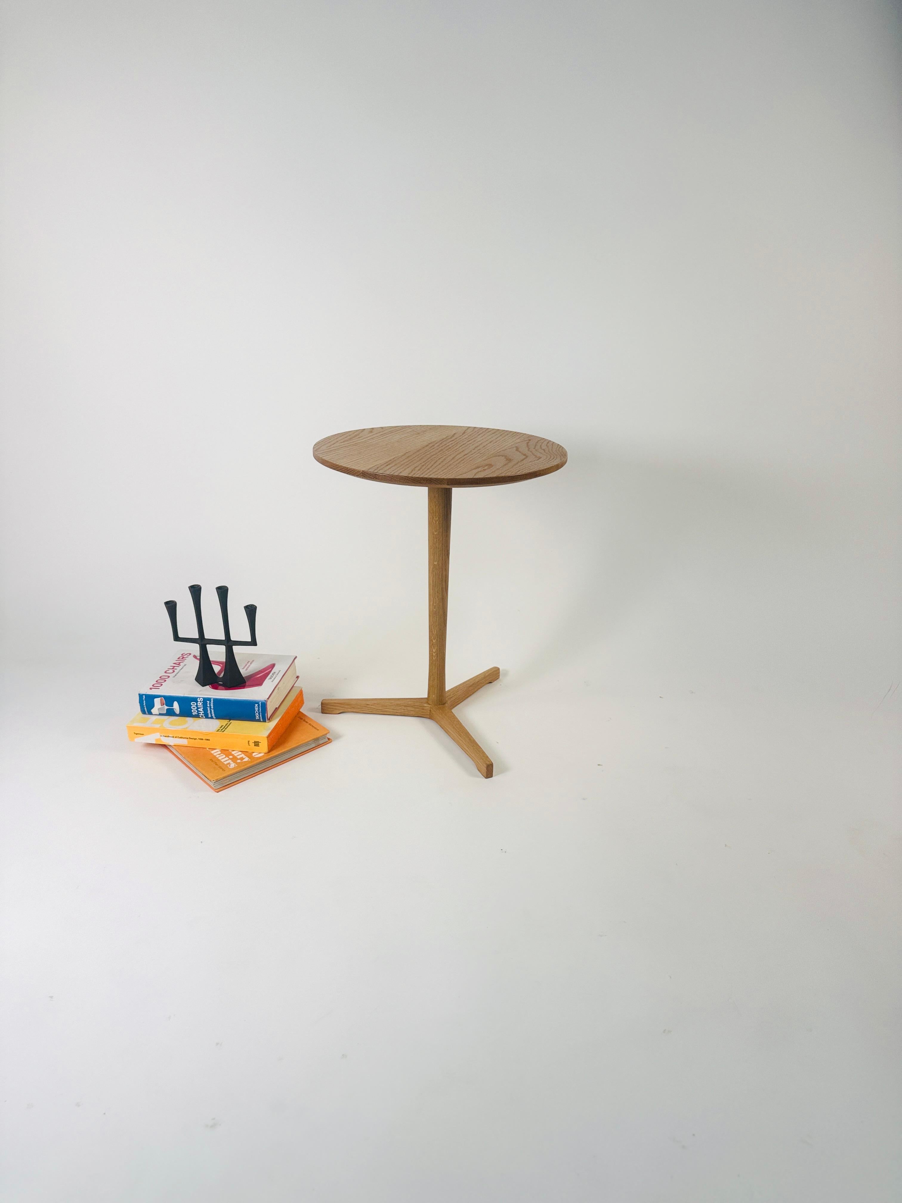 New production Hobbs Modern original Lollipop Side Table – A Playful Ode to Danish Modern Simplicity.

The Lollipop Side Table is a thoughtfully designed piece that blends Danish Modern elegance with everyday functionality. Crafted from solid oak