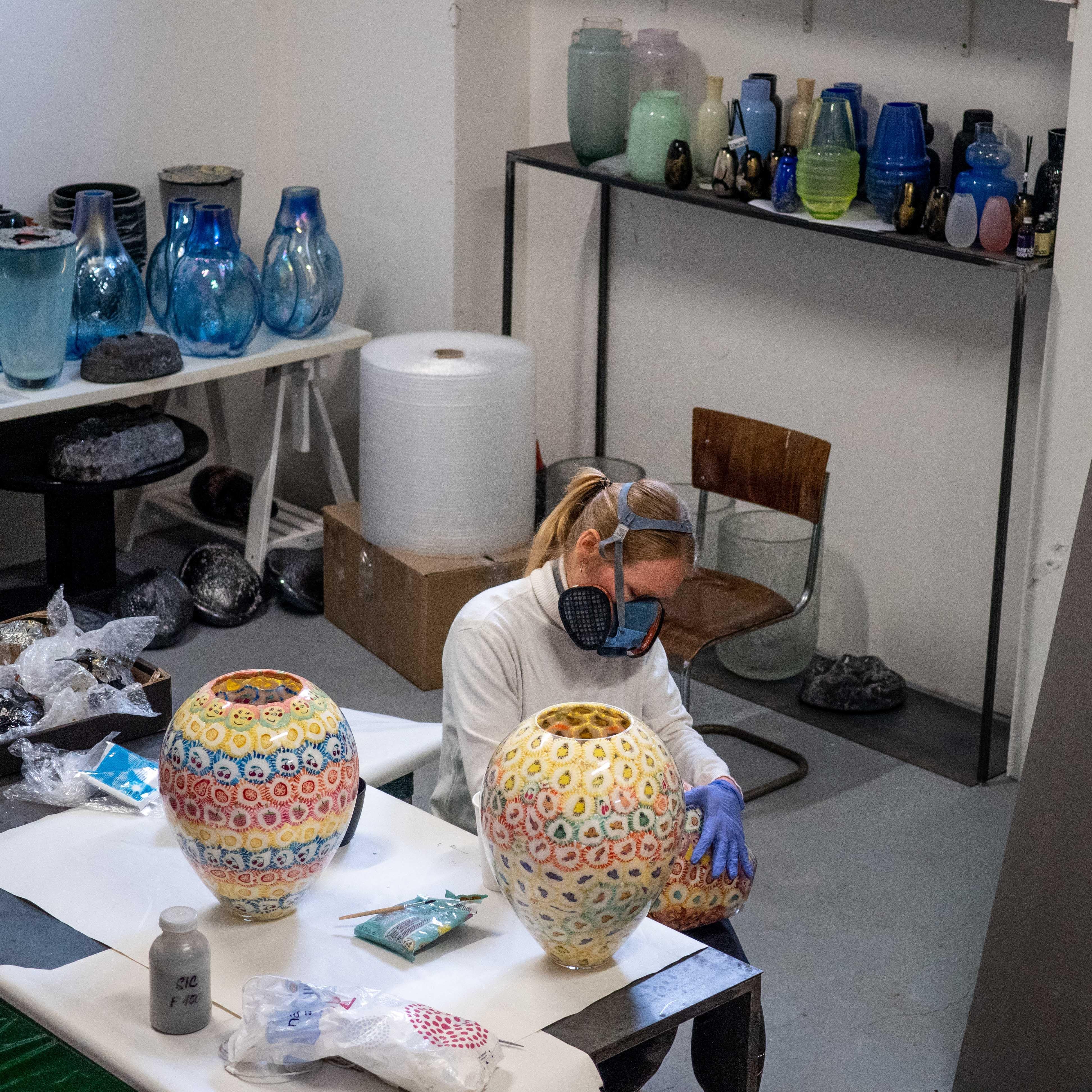 Vaso di lecca-lecca, vetro sperimentale soffiato a mano, lecca-lecca, astratto In condizioni Nuovo in vendita a PRAHA 3, CZ