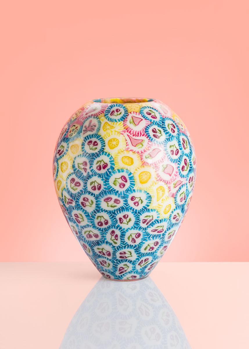 Czech Lollipop vase, handblown experimental glass, lollipops, blue For Sale