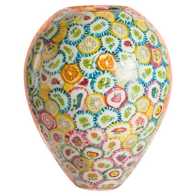 Vaso lecca-lecca, vetro sperimentale soffiato a mano, lecca-lecca, blu