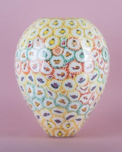 Lollipop vase, handblown experimental glass, lollipops, multicoloured