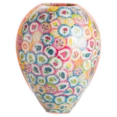 Vaso lecca-lecca, vetro sperimentale soffiato a mano, lecca-lecca, multicolore