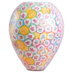 Vaso lecca-lecca, vetro sperimentale soffiato a mano, lecca-lecca, multicolore