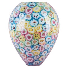Lollipop vase, handblown experimental glass, lollipops, multicoloured