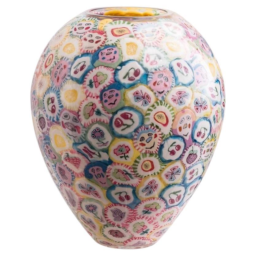 Vase à sucettes, verre expérimental soufflé à la bouche, sucettes, multicolore