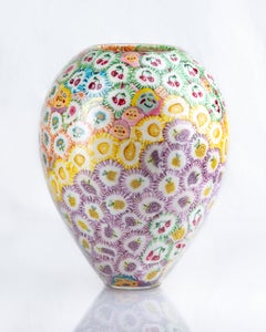 Lollipop vase, handblown experimental glass, lollipops, purple