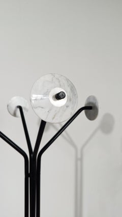 "Lolo" Modernist Coat Rack Stand By Fly Line in Carrara Marble and Black Metal