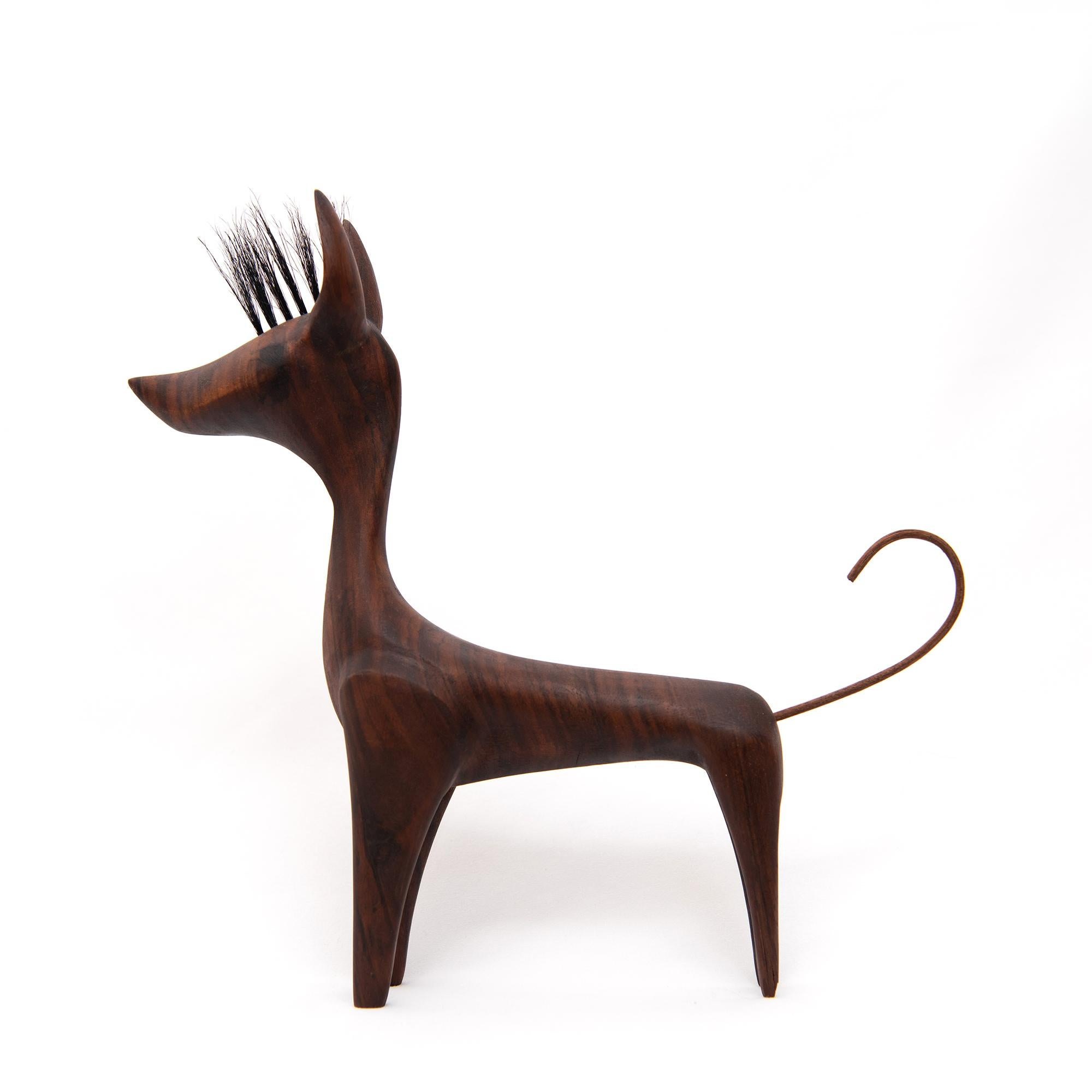Contemporary Lolo by Design VA . Xoloitzcuintle Wood Sculpture For Sale