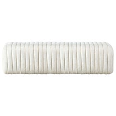 Kelly Wearstler Loma Bench, Upholstered in Ivory Channeled Hair on Hide