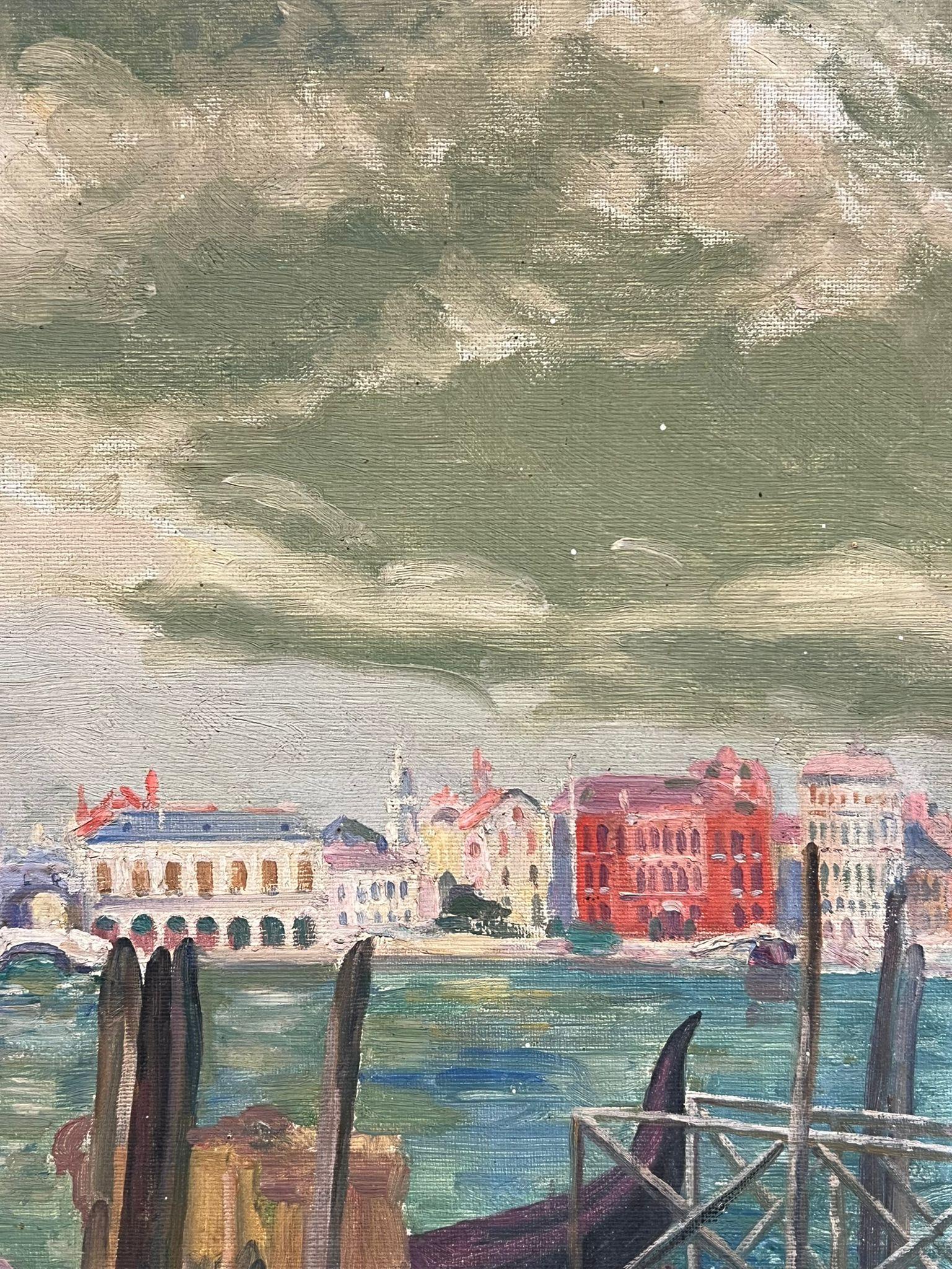 The Grand Canal Venice Beautiful Skyline Large 1930's French Oil Painting 4