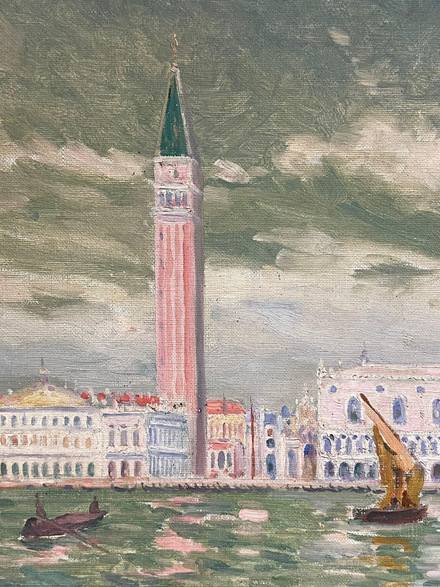 The Grand Canal Venice Beautiful Skyline Large 1930's French Oil Painting 6
