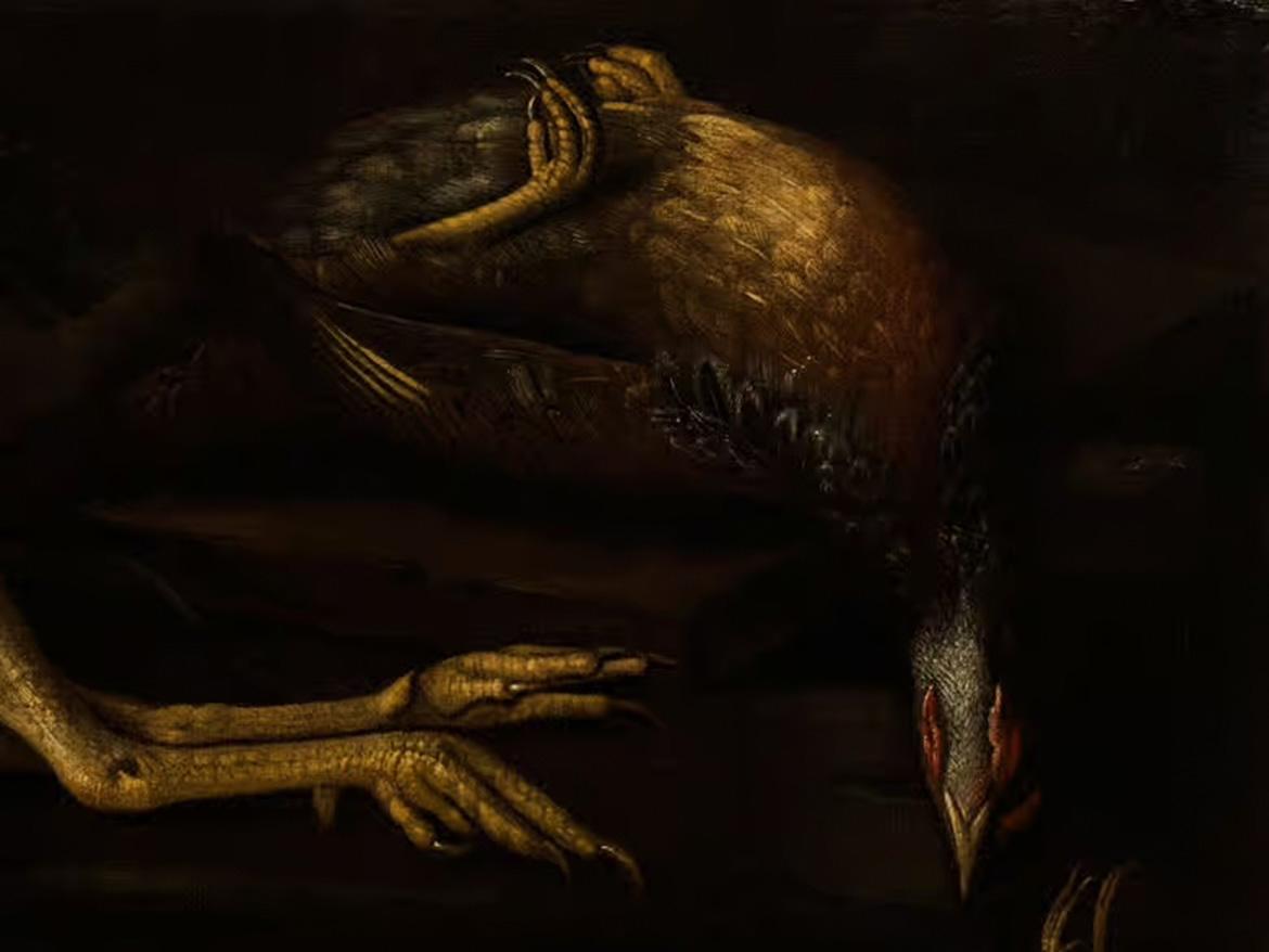 Siglo XVII Por artista lombardo Bodegón con pájaros y mecha encendida Óleo/lienzo - Still-Life Painting Negro de Lombard Artist