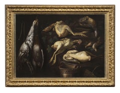 XVIIe siècle Par l'artiste lombard Nature morte aux oiseaux et à la mèche allumée Huile/toile
