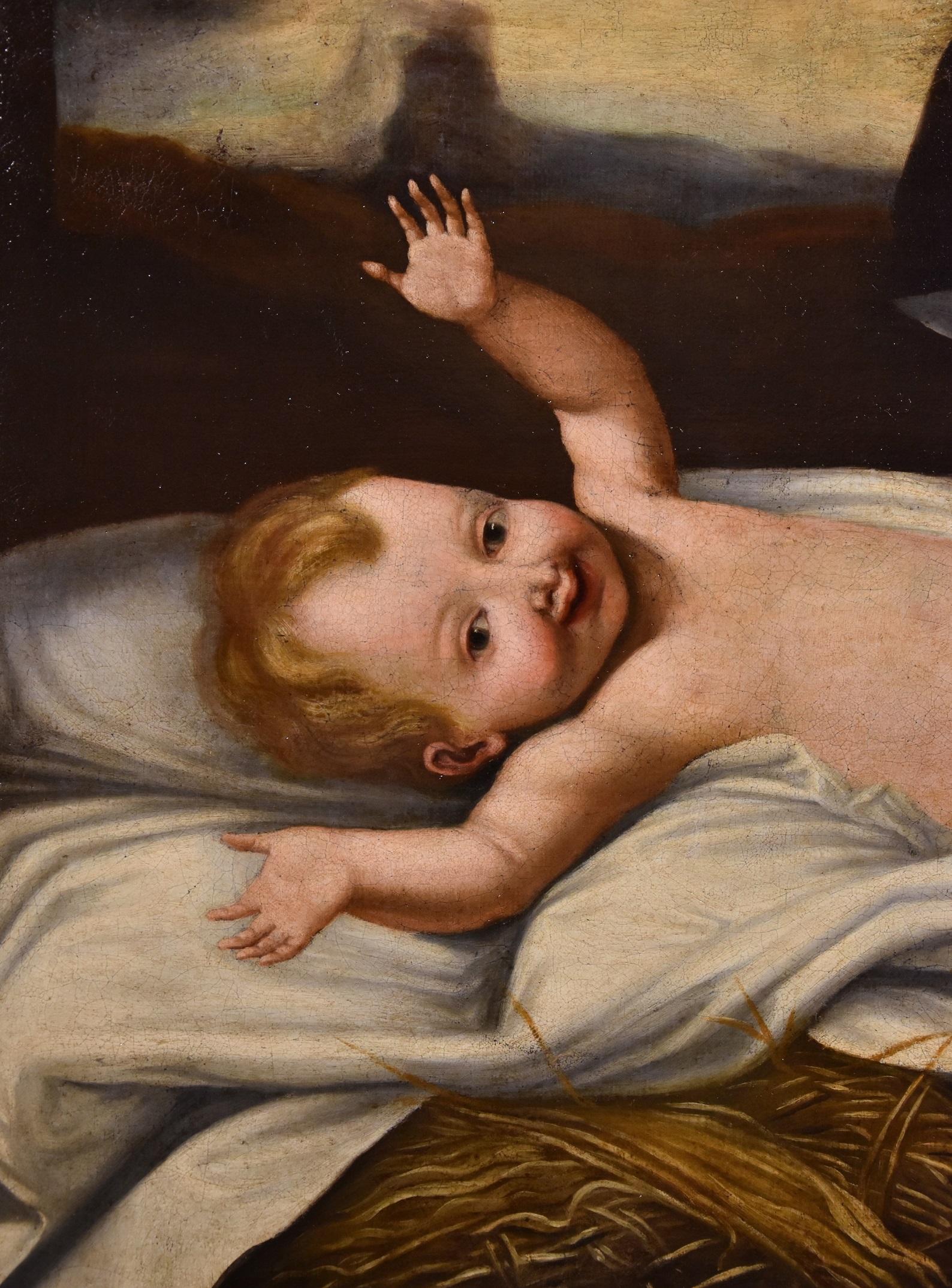 Child Jesus - Peinture à l'huile sur toile - Grand maître - Bébé italien du 17ème siècle - religieux  - Marron Portrait Painting par Lombard painter active in the 17th century