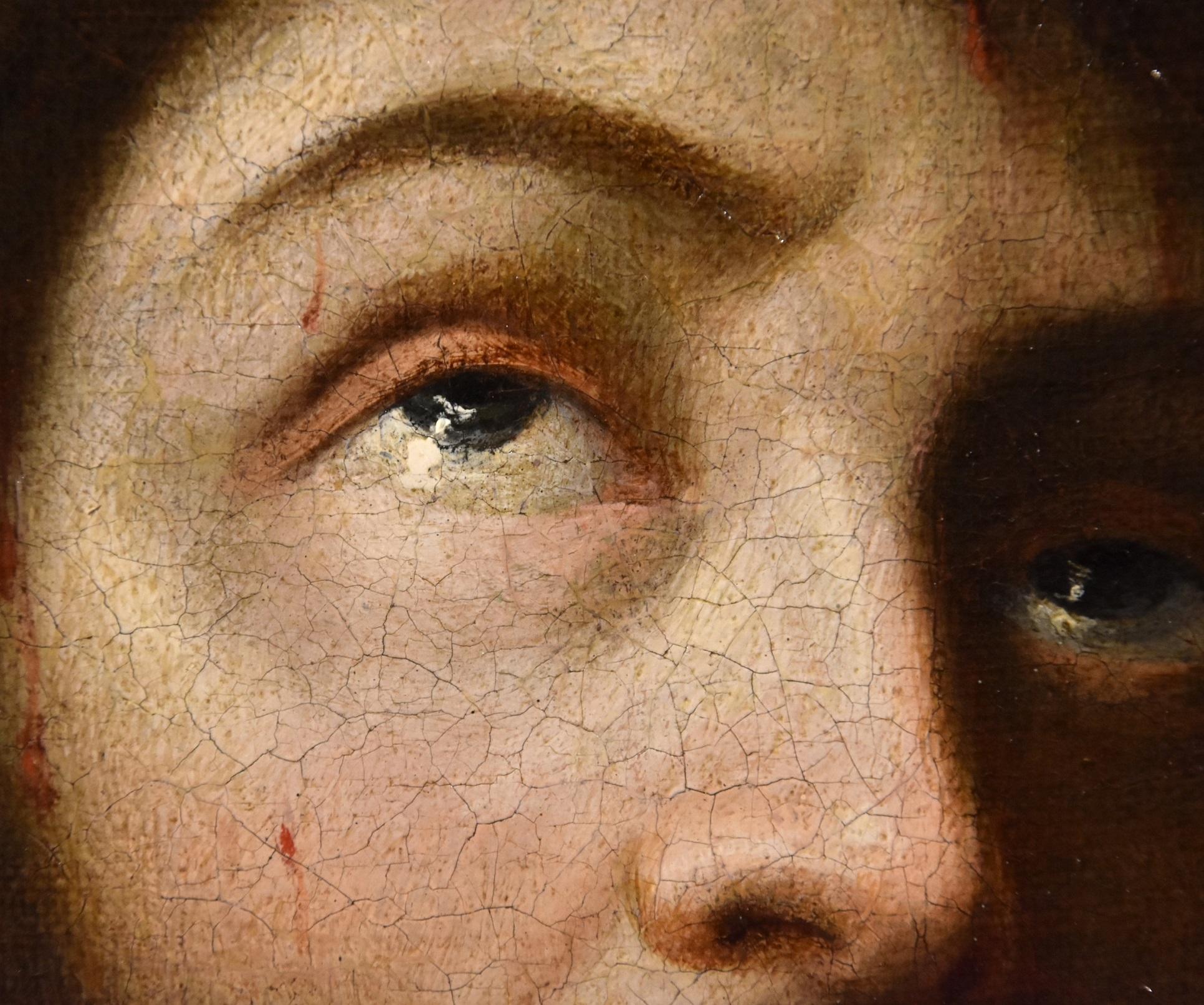 Ecce Homo Christ Paint Oil on canvas 17th Century Old master Leonardo Italian  For Sale 2