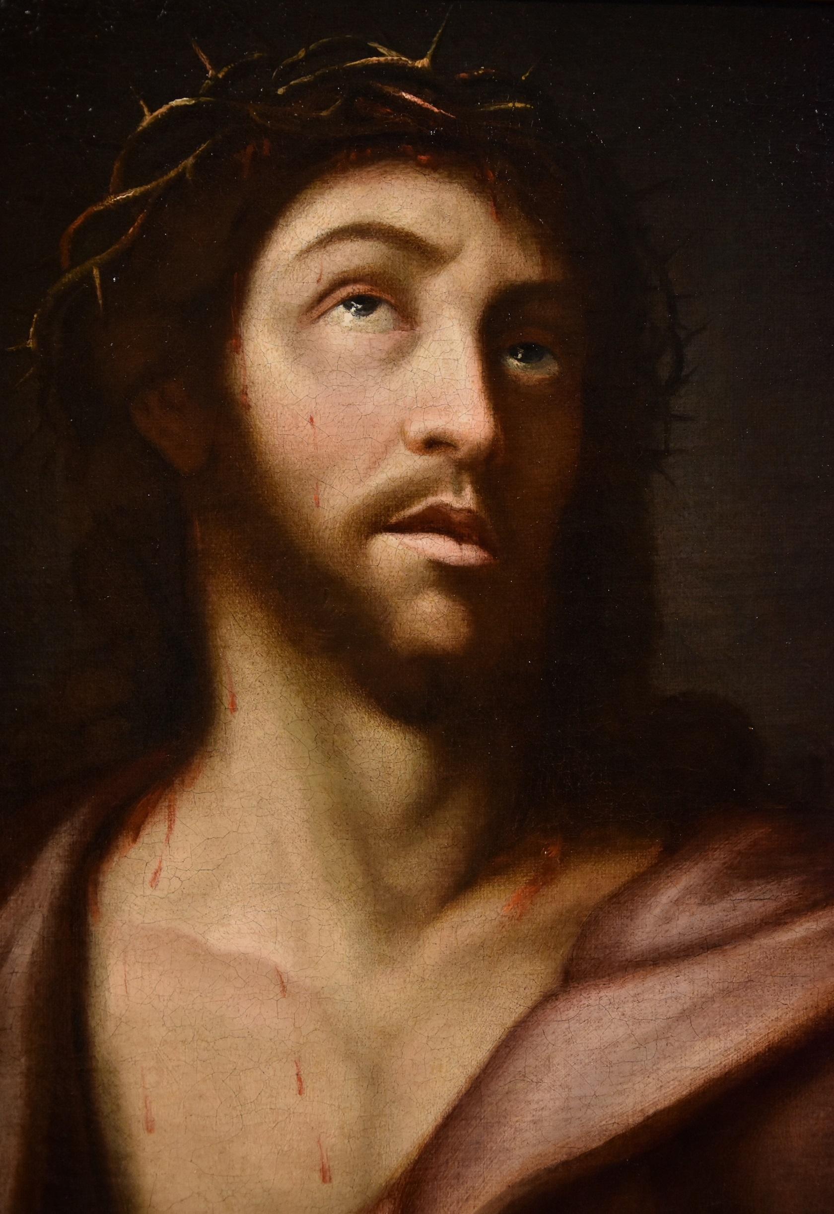 Ecce Homo Christ, Gemälde auf Leinwand, 17. Jahrhundert, Alter Meister Leonardo  (Braun), Portrait Painting, von Lombard painter of the 17th century