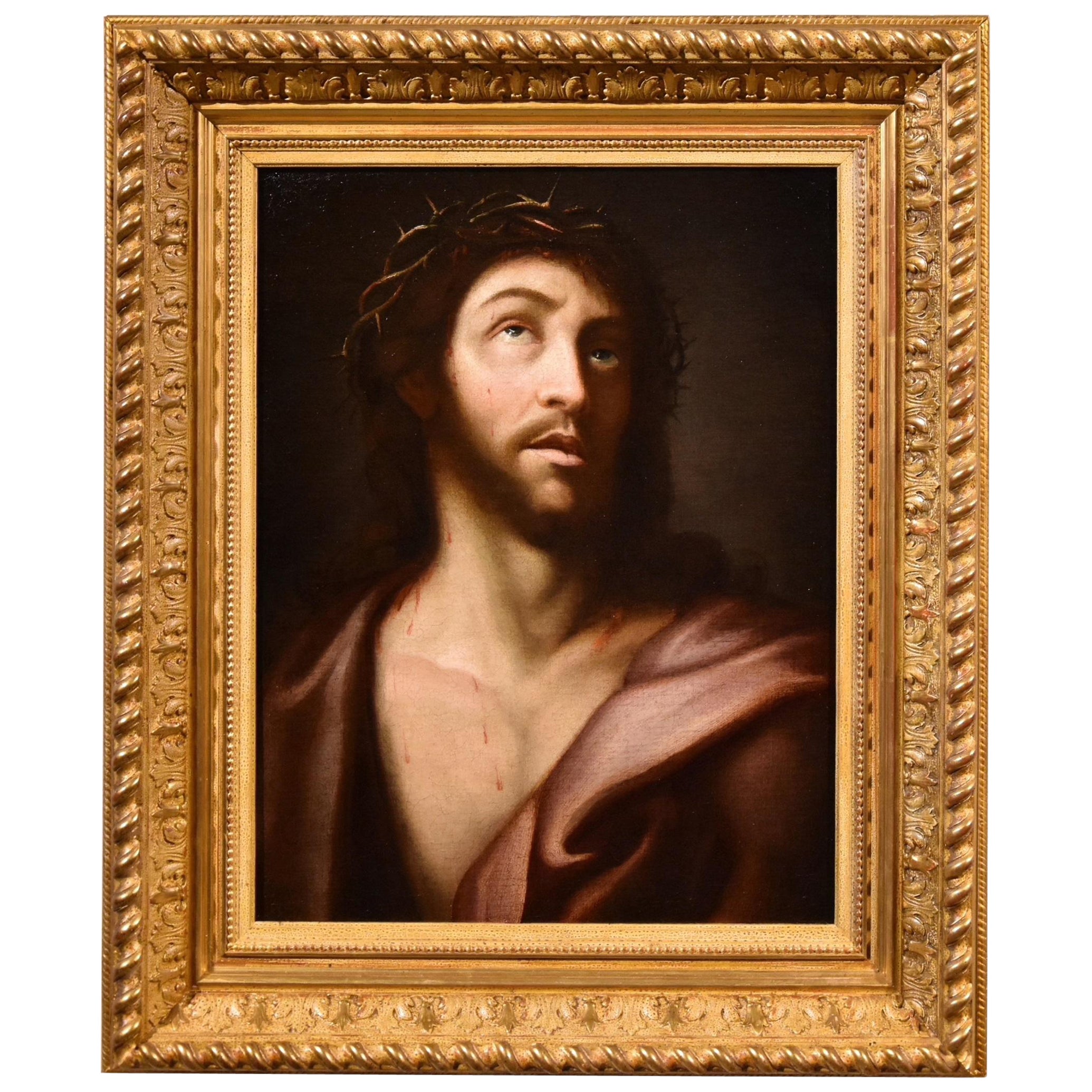 Ecce Homo Christ, Gemälde Öl auf Leinwand, 17. Jahrhundert, Alter Meister Leonardo Italienisch