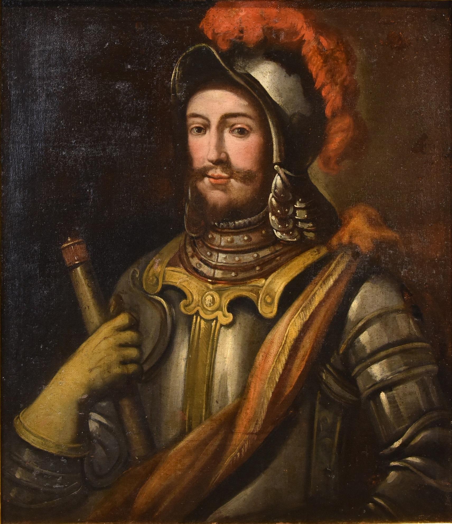 Portrait Knight Paint Oil on canvas 17th Century Lombard school Old master Italy - Old Masters Painting by Lombard painter of the 17th century