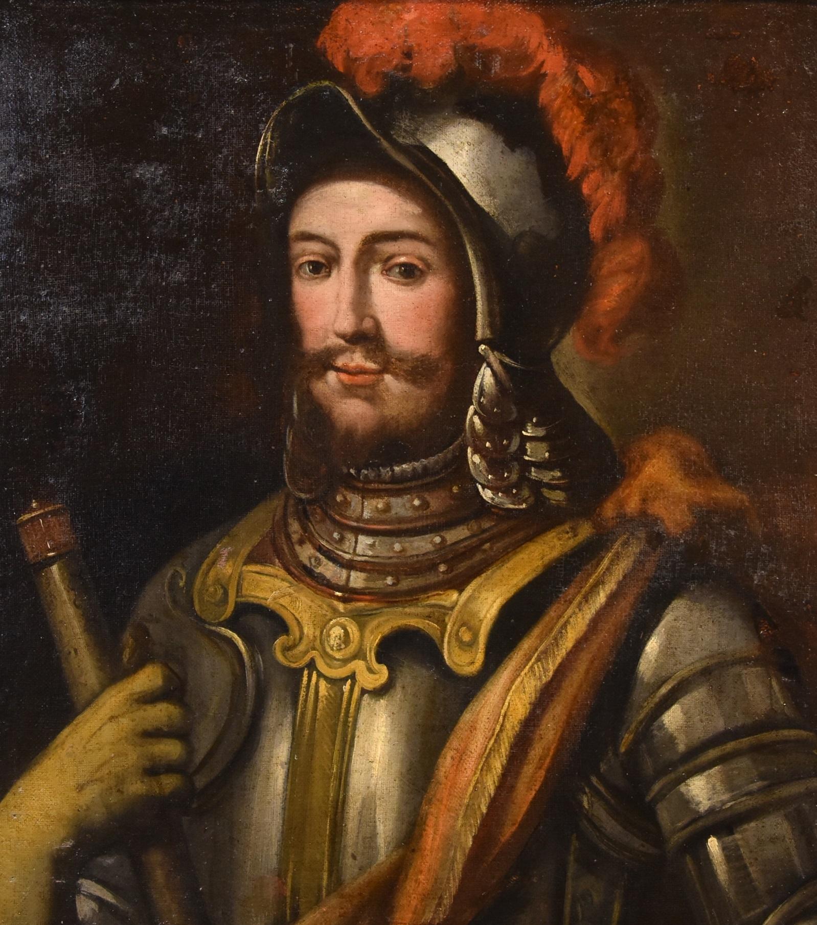 Portrait Knight Paint Oil on canvas 17th Century Lombard school Old master Italy For Sale 2