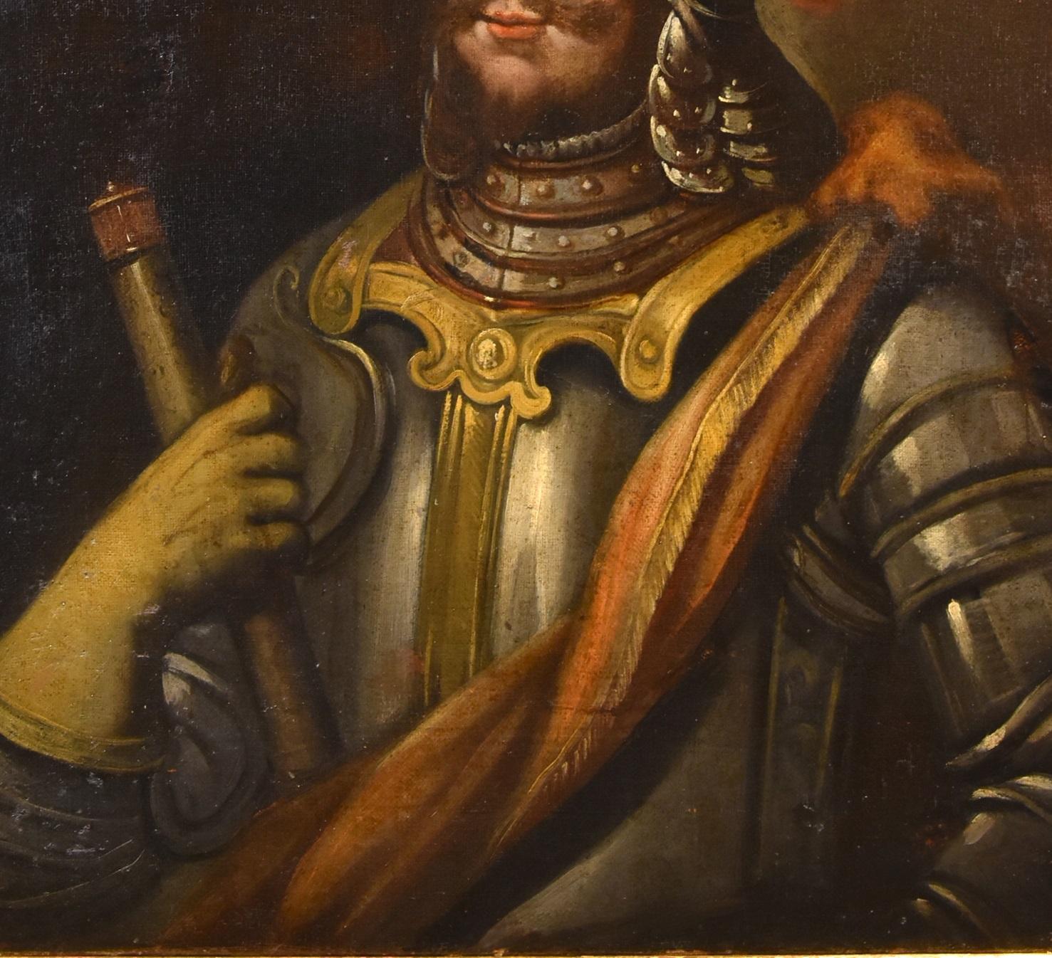 Portrait Knight Paint Oil on canvas 17th Century Lombard school Old master Italy For Sale 4